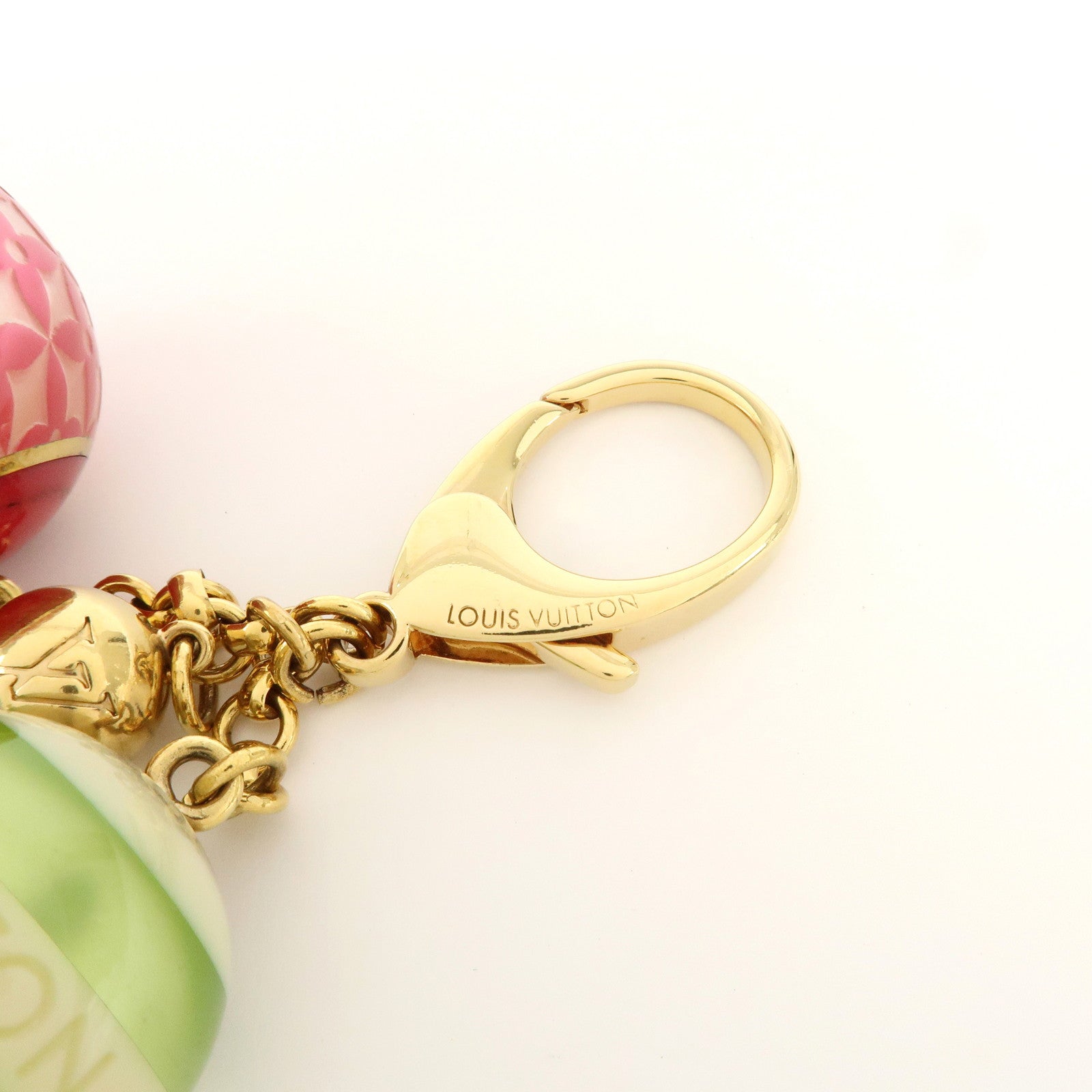 Louis Vuitton Bijoux Sac Mini Lin Bag Charm Pink Green Gold M95507 Used