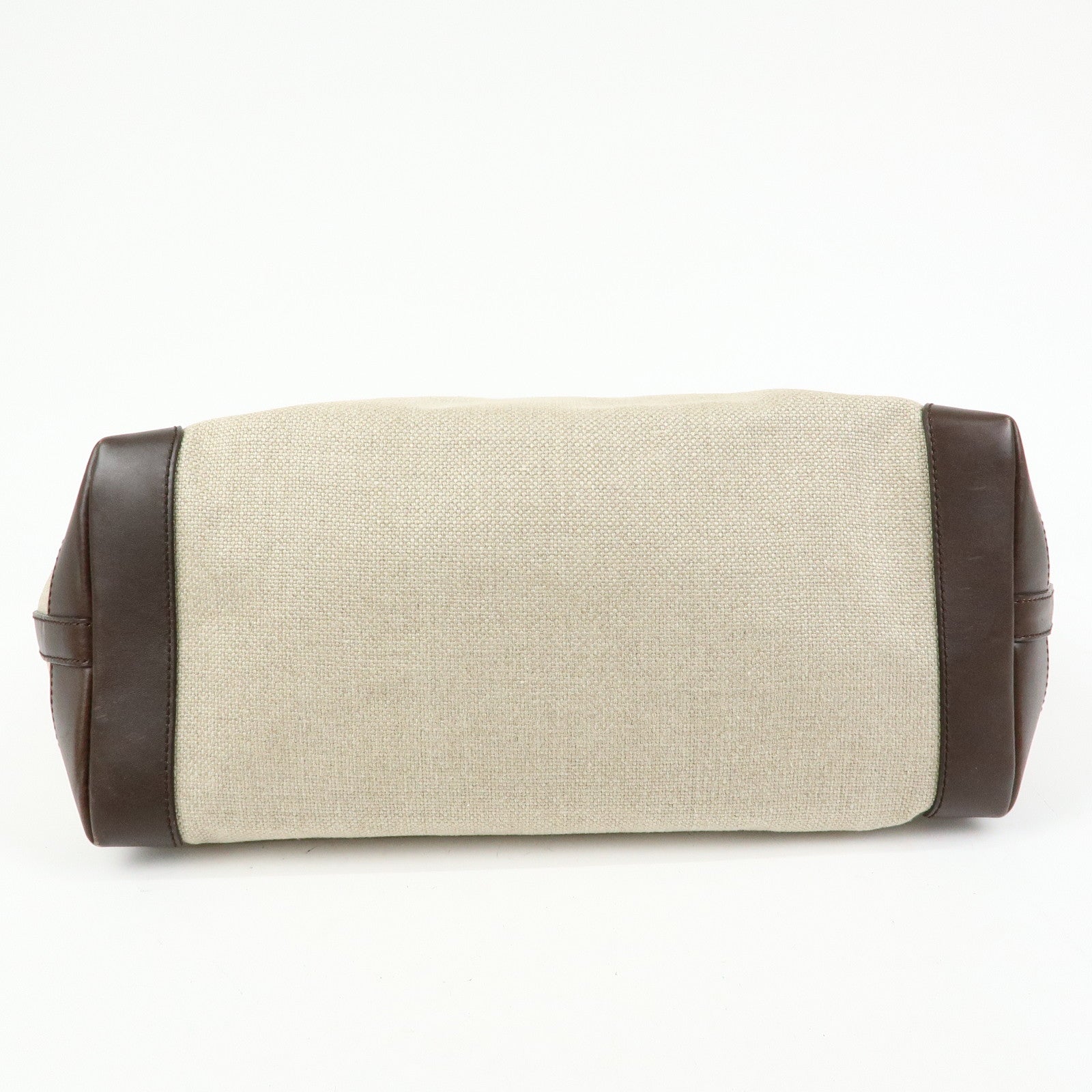 GUCCI GUCCI Craft Canvas Leather Tote Bag Beige Brown 247207