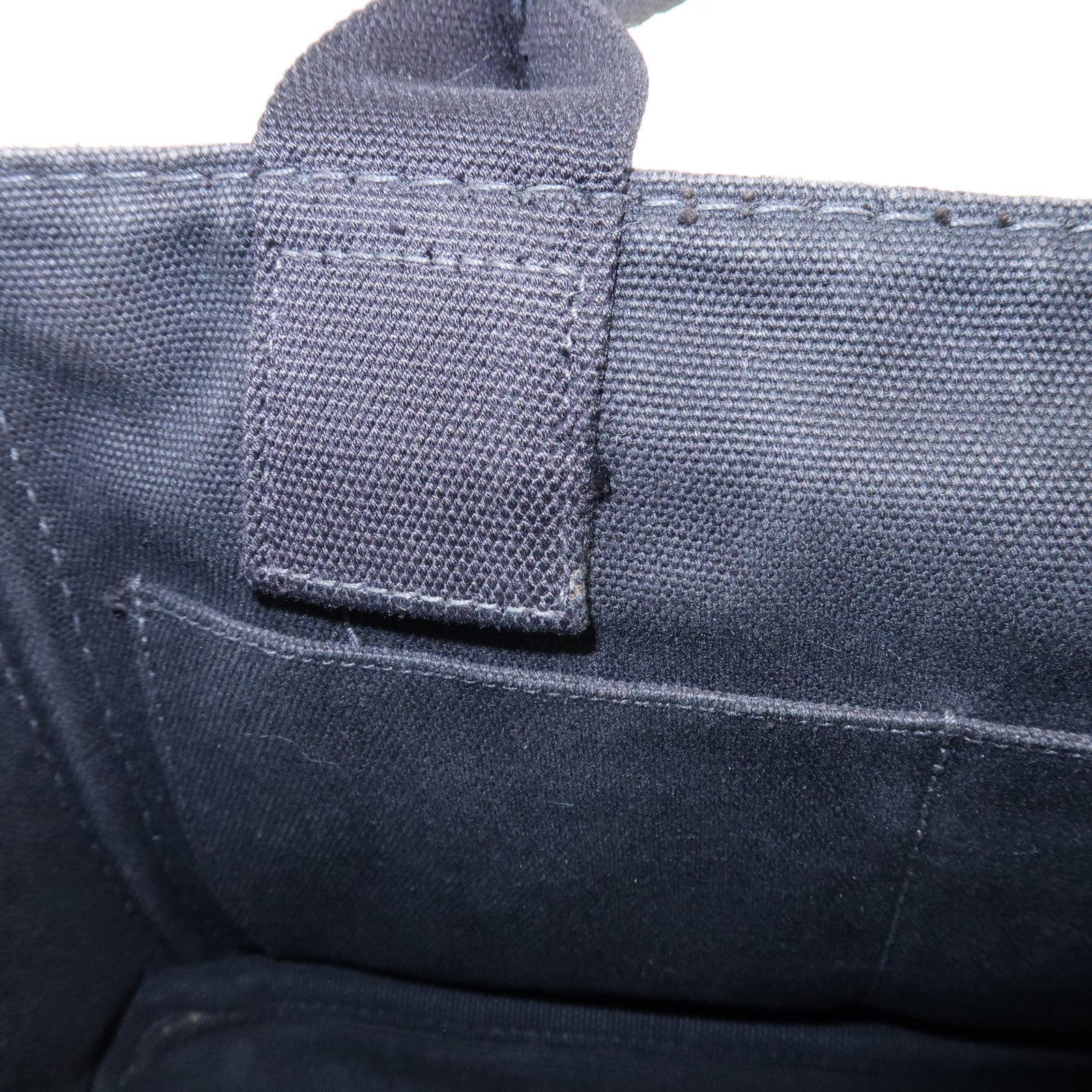 PRADA Logo Canapa Mini Canvas Tote Bag Hand Bag Black BN2439 Used