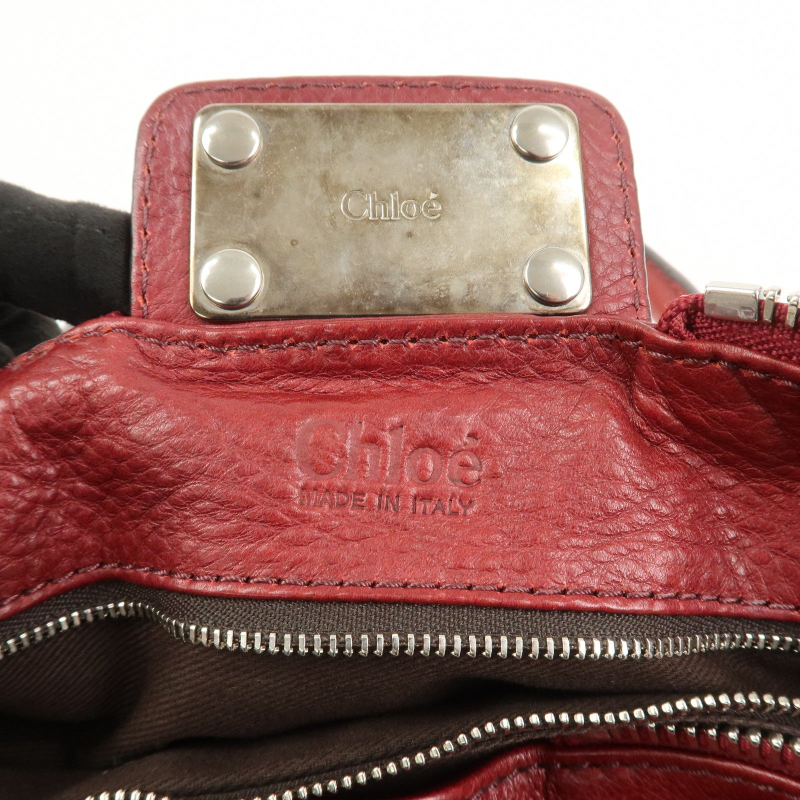 Chloe Paddington Leather Hand Bag Shoulder Bag Red