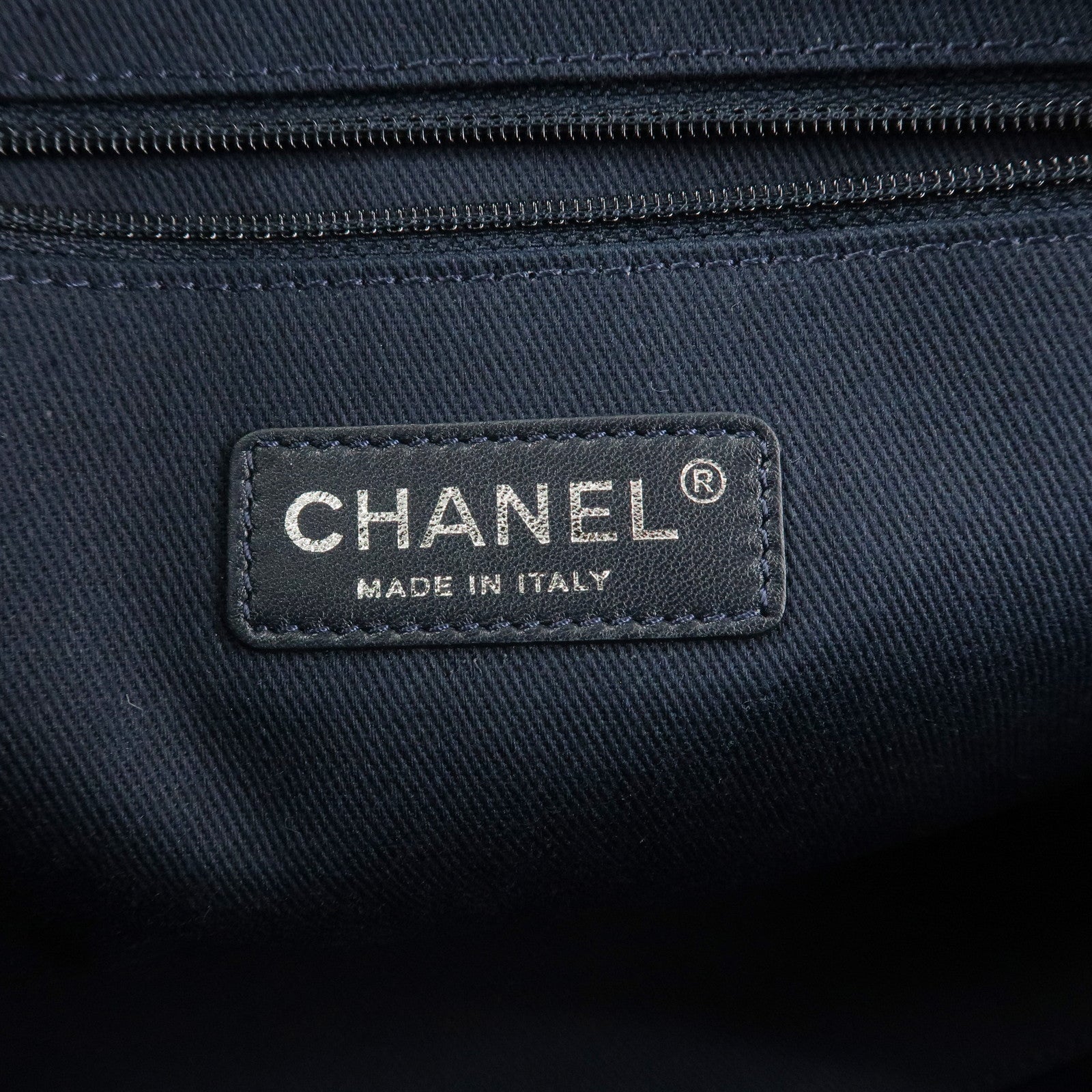 CHANEL Deauville Leather Denim 2Way Bag Bowling Bag Navy A92749 Used