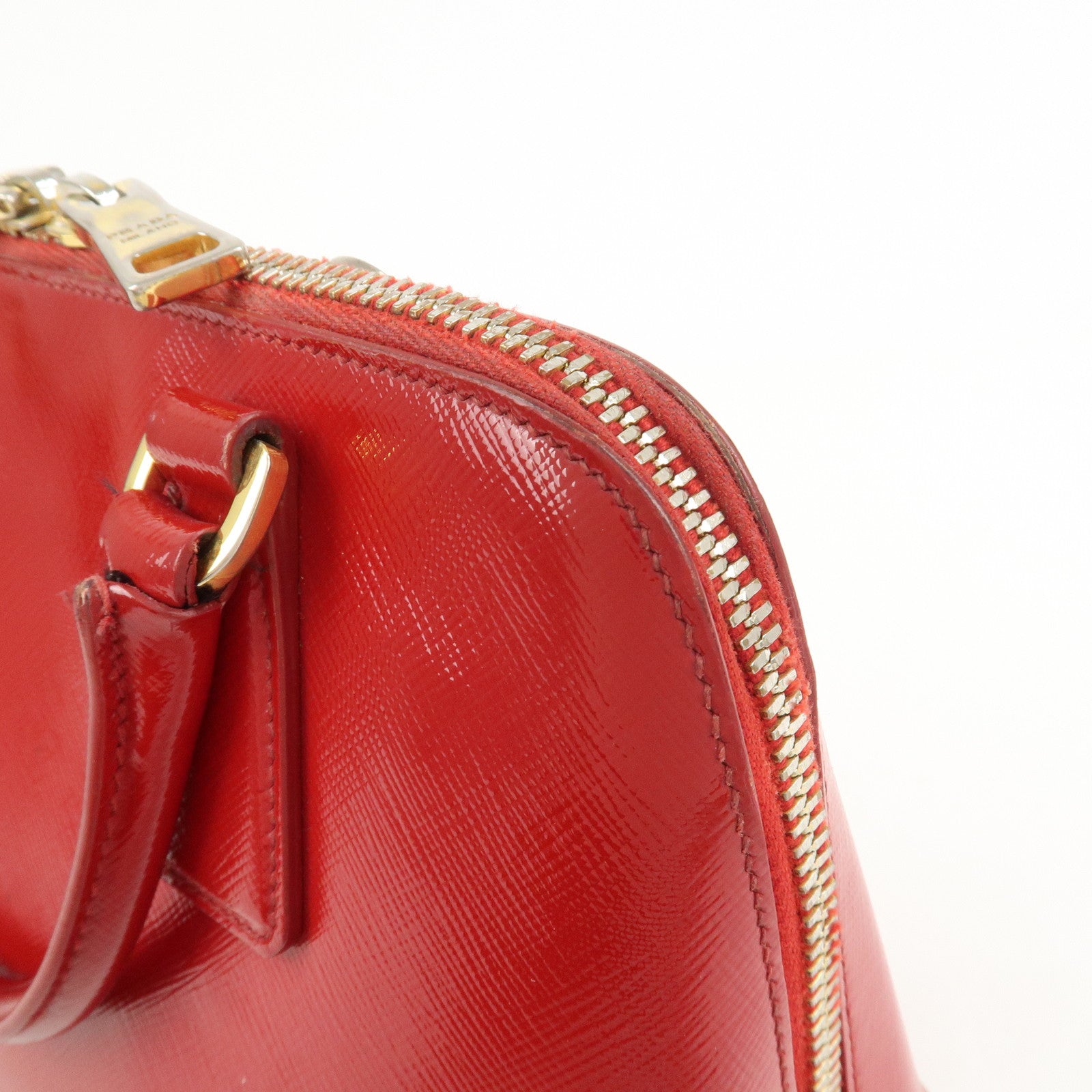 PRADA Promenade Small Leather 2Way Hand Shoulder Bag Red BL0838