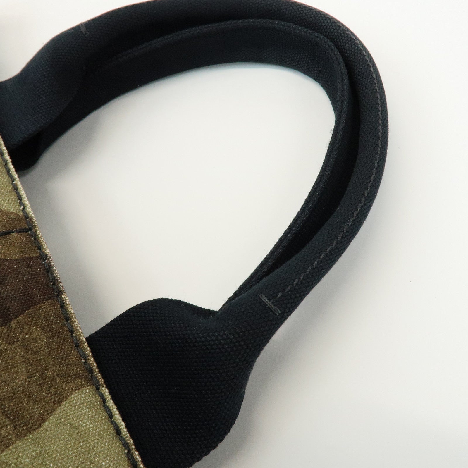 PRADA Triangle Logo Canapa Tote Bag Hand Bag Brown Khaki BN2020