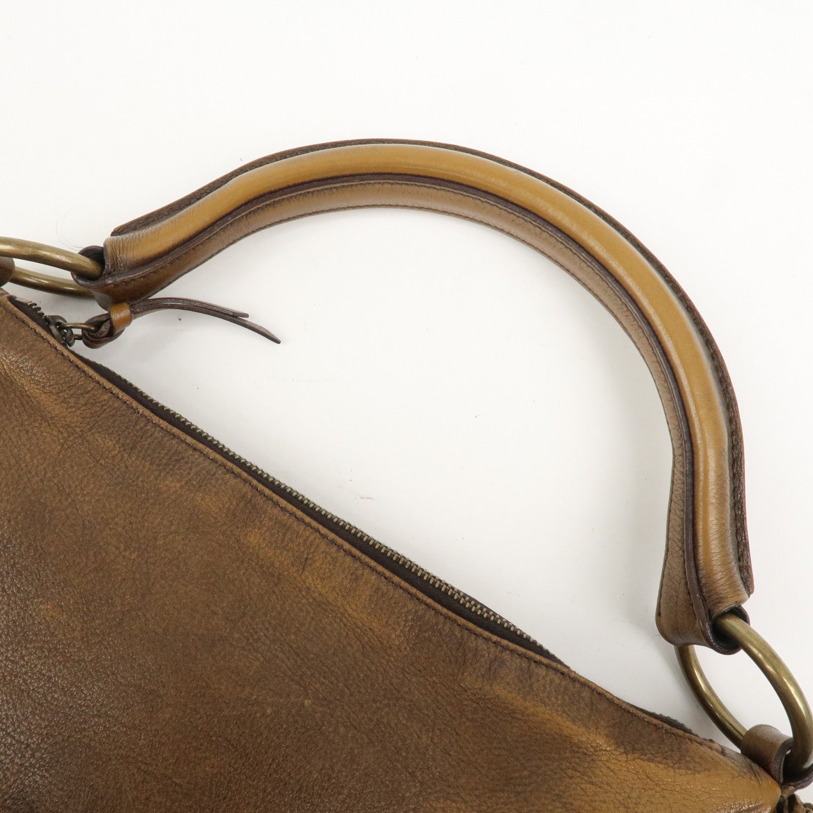 MIU MIU Leather Ribbon Hand Bag Shoulder Bag Dark Brown