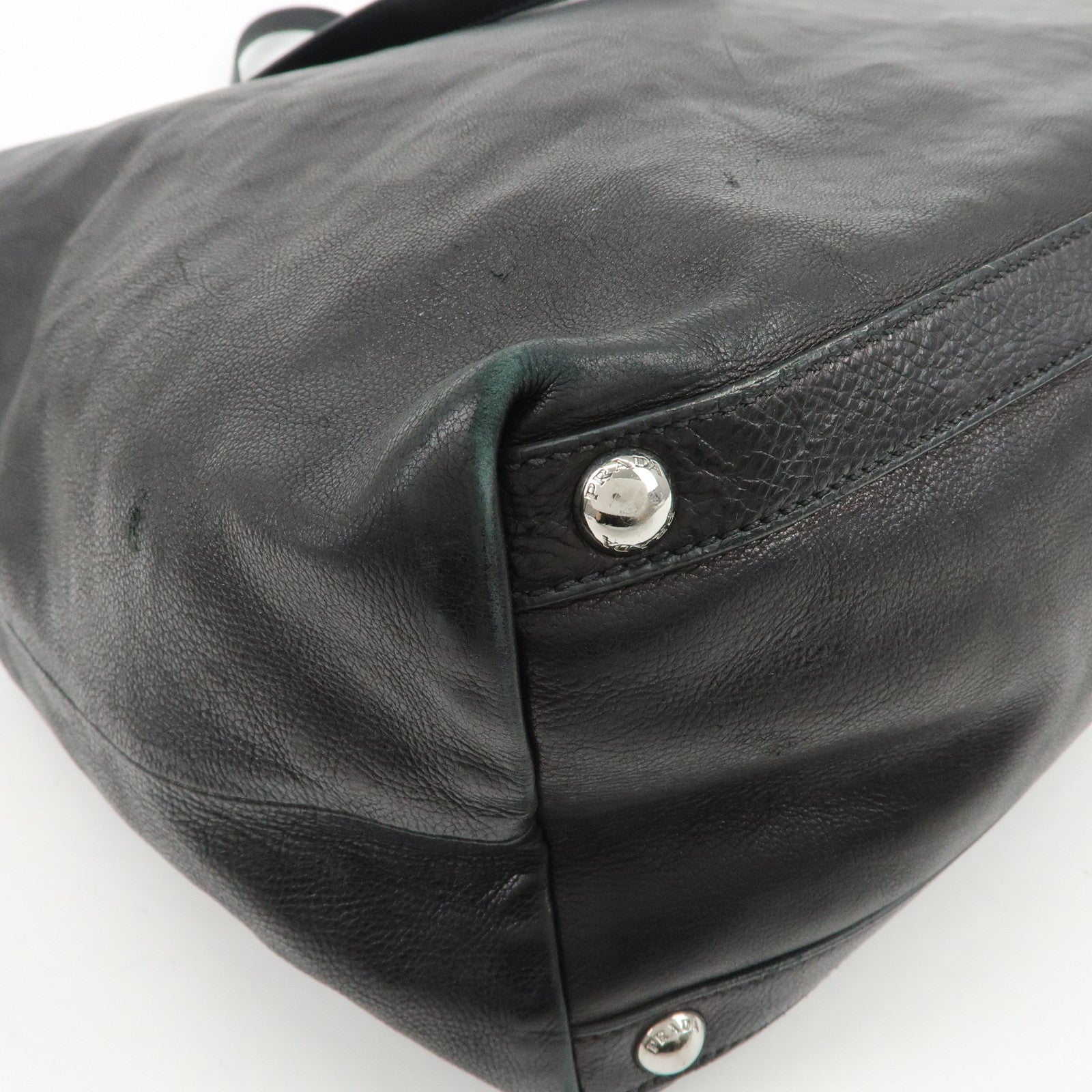 PRADA Leather 2Way Bag Tote Bag Shoulder Bag Black VA0801
