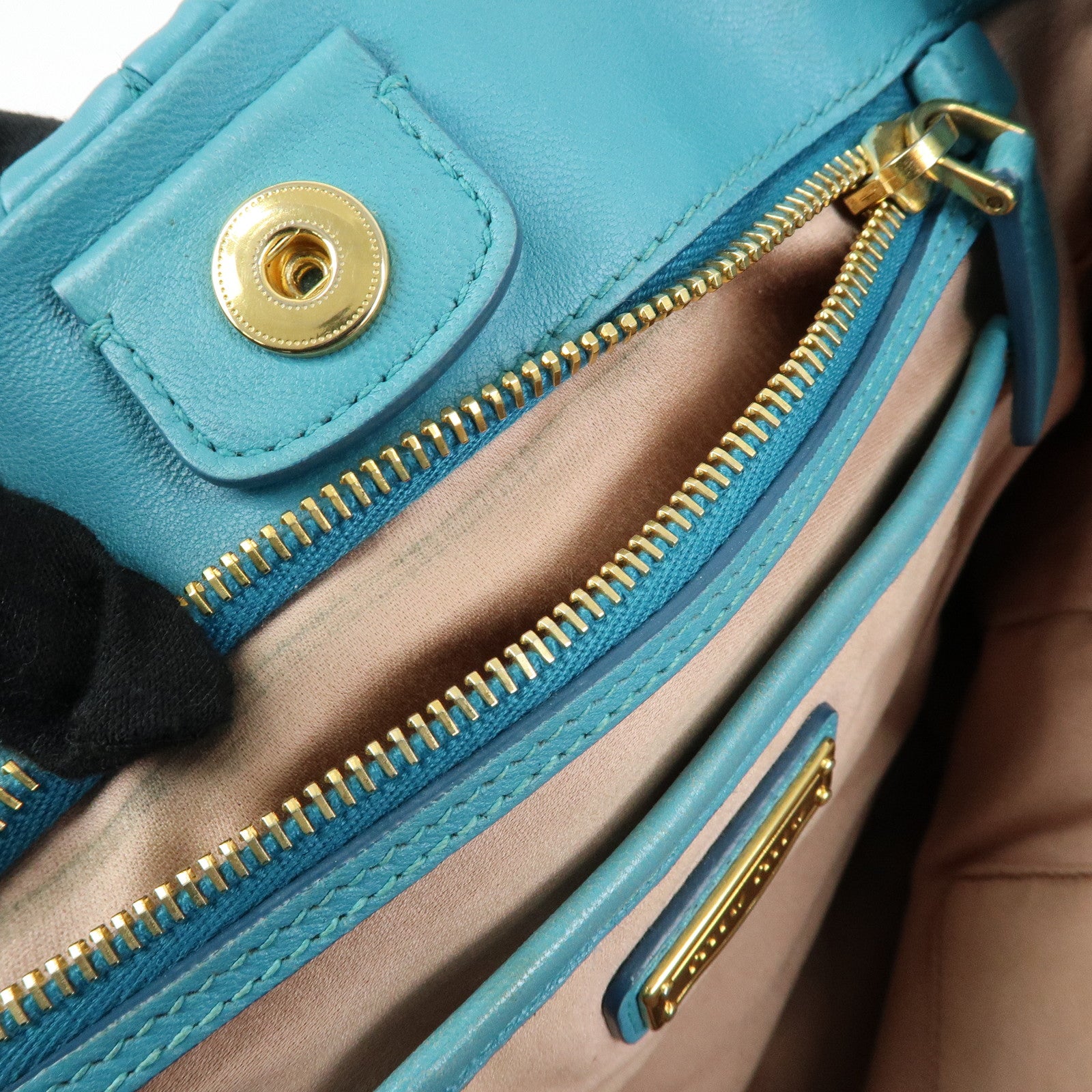 MIU MIU Matelasse Nappa Leather 2Way Bag Hand Bag Marine 5BE886