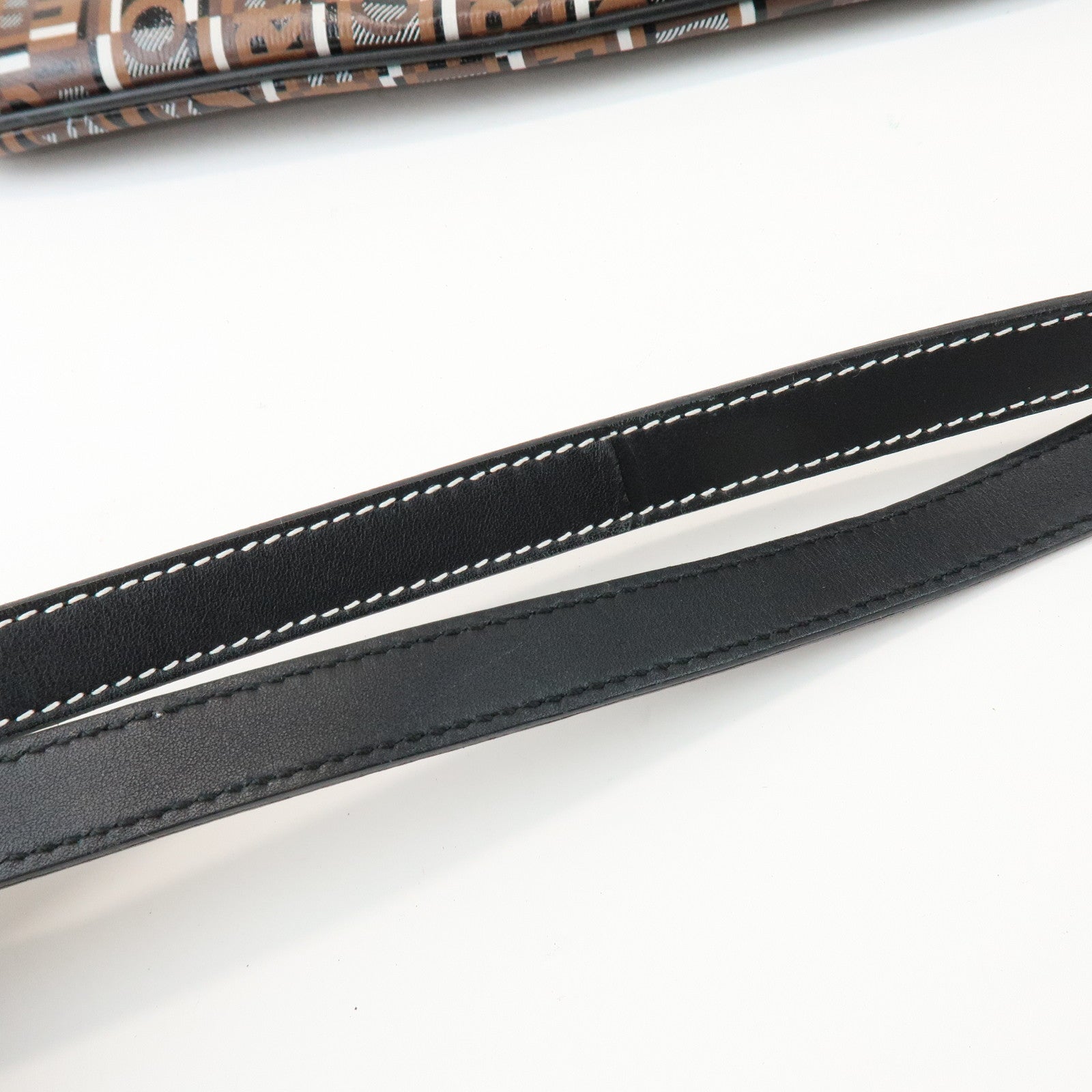 Ferragamo Logo PVC Leather Shoulder Crossbody Bag Brown Black