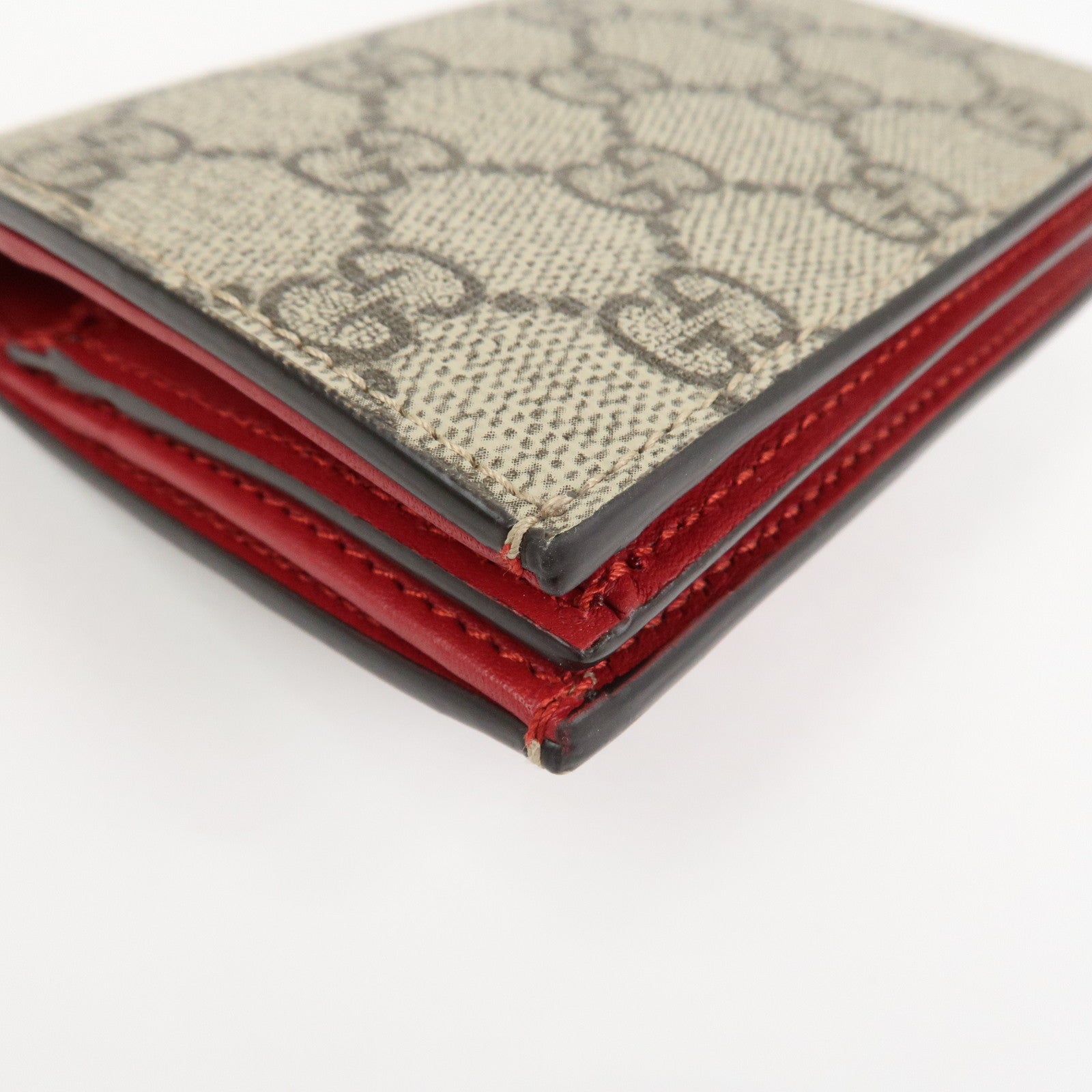 GUCCI Interlocking G GG Supreme Cherry Compact Wallet Beige 476050