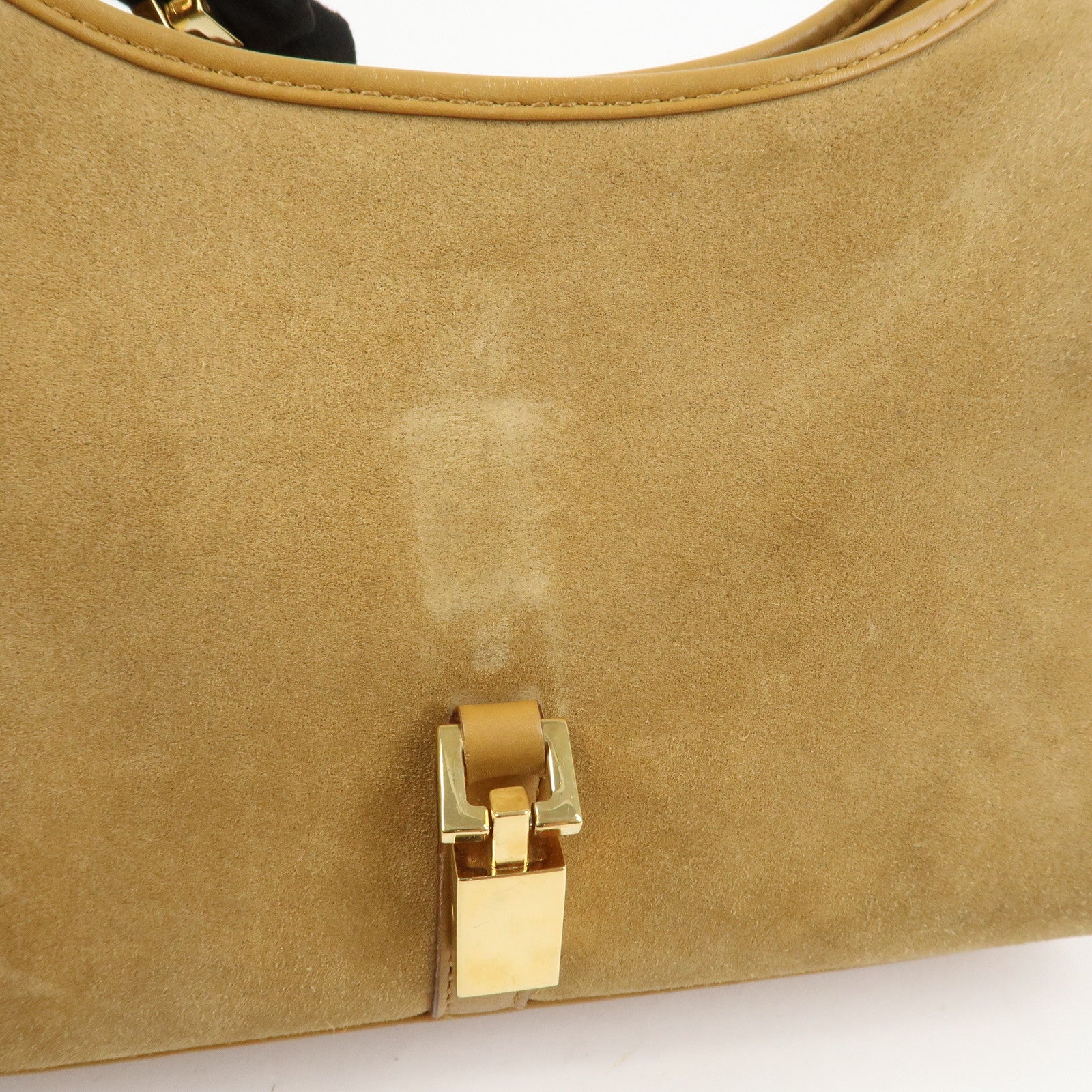 GUCCI Jackie Logo Suede Leather Shoulder Bag Light Brown 002・1068