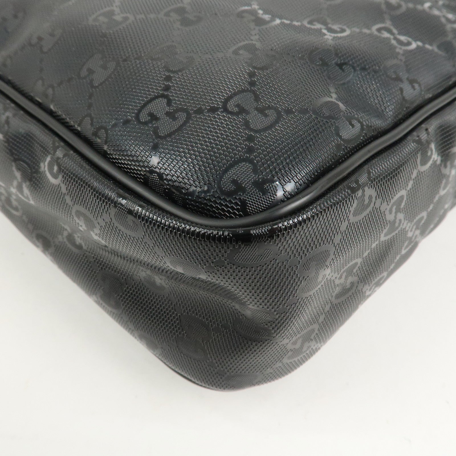GUCCI GG Imprime Monogram PVC Shoulder Bag Cross Body Bag Black 201448