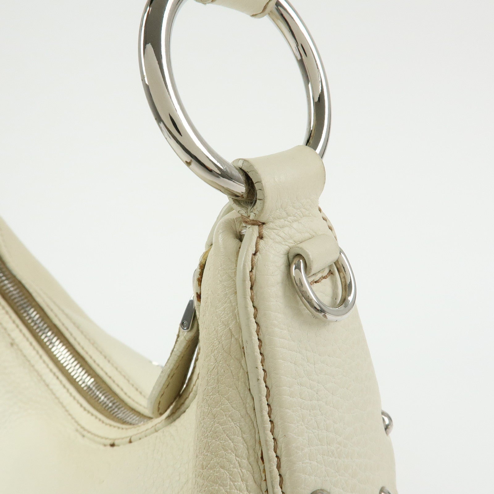 PRADA Logo Leather Hand Bag Shoulder Bag White