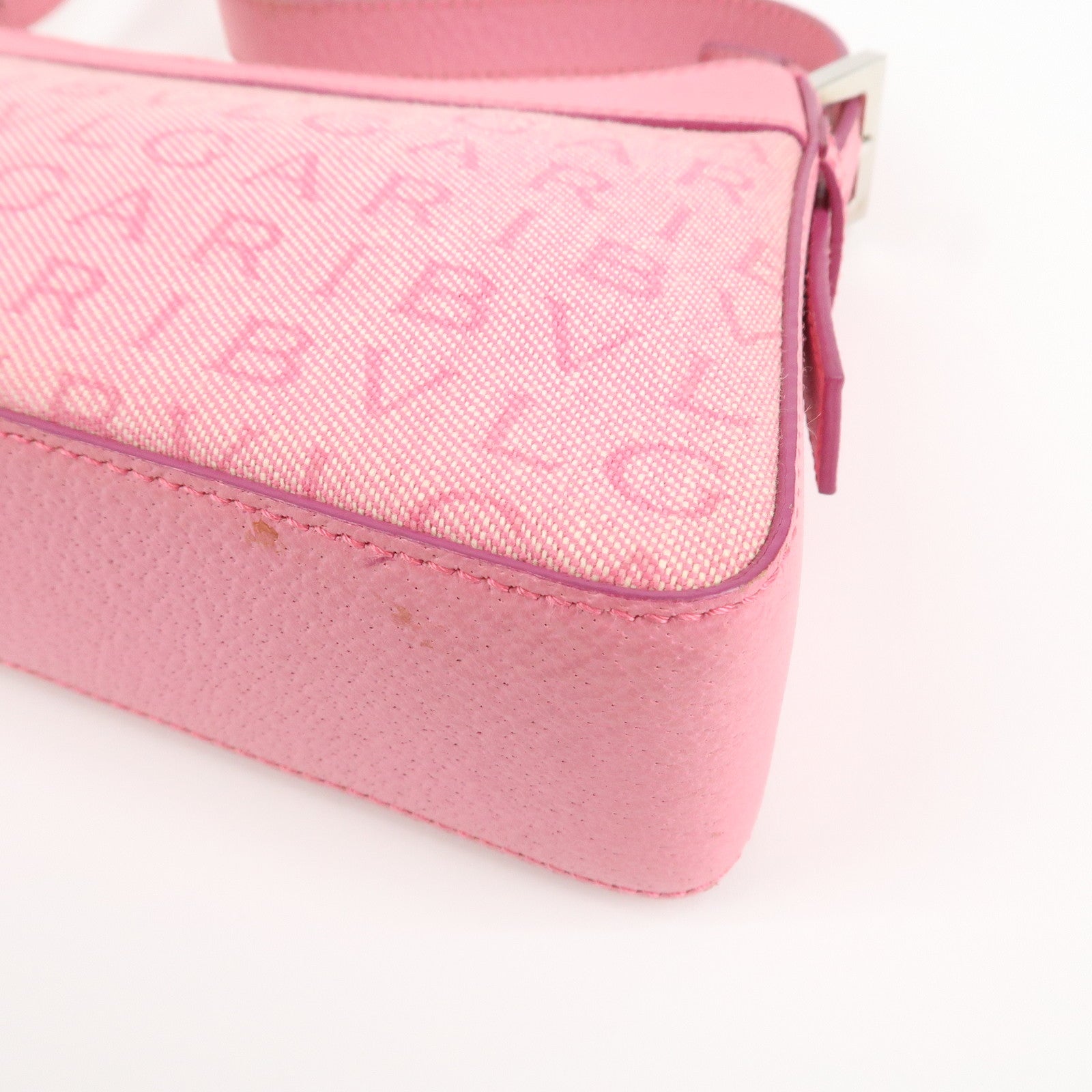 BVLGARI Logo Mania Leather Canvas Shoulder Bag Pink
