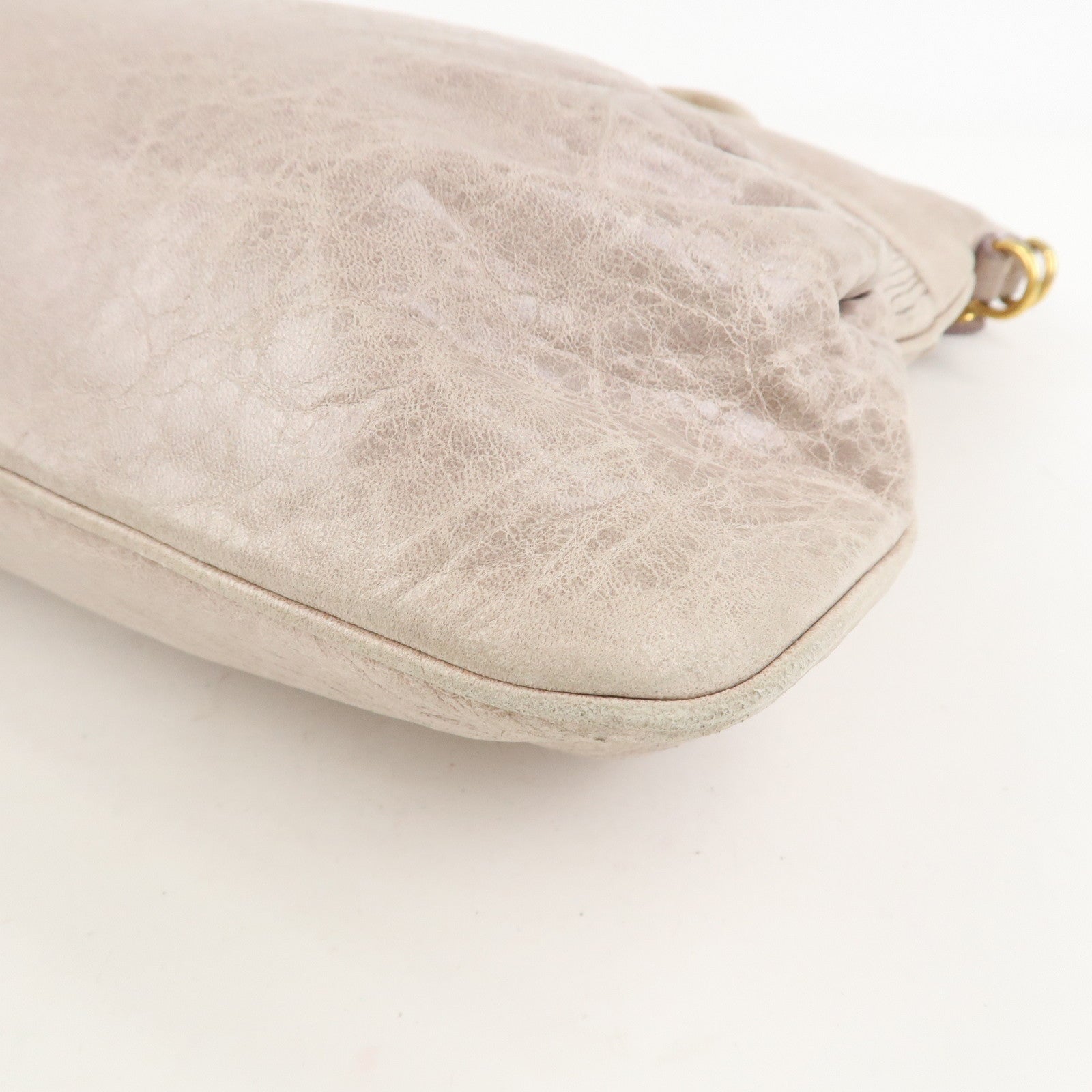 MIU MIU Logo Leather  2Way Bag Hand Bag Shoulder Bag Ivory