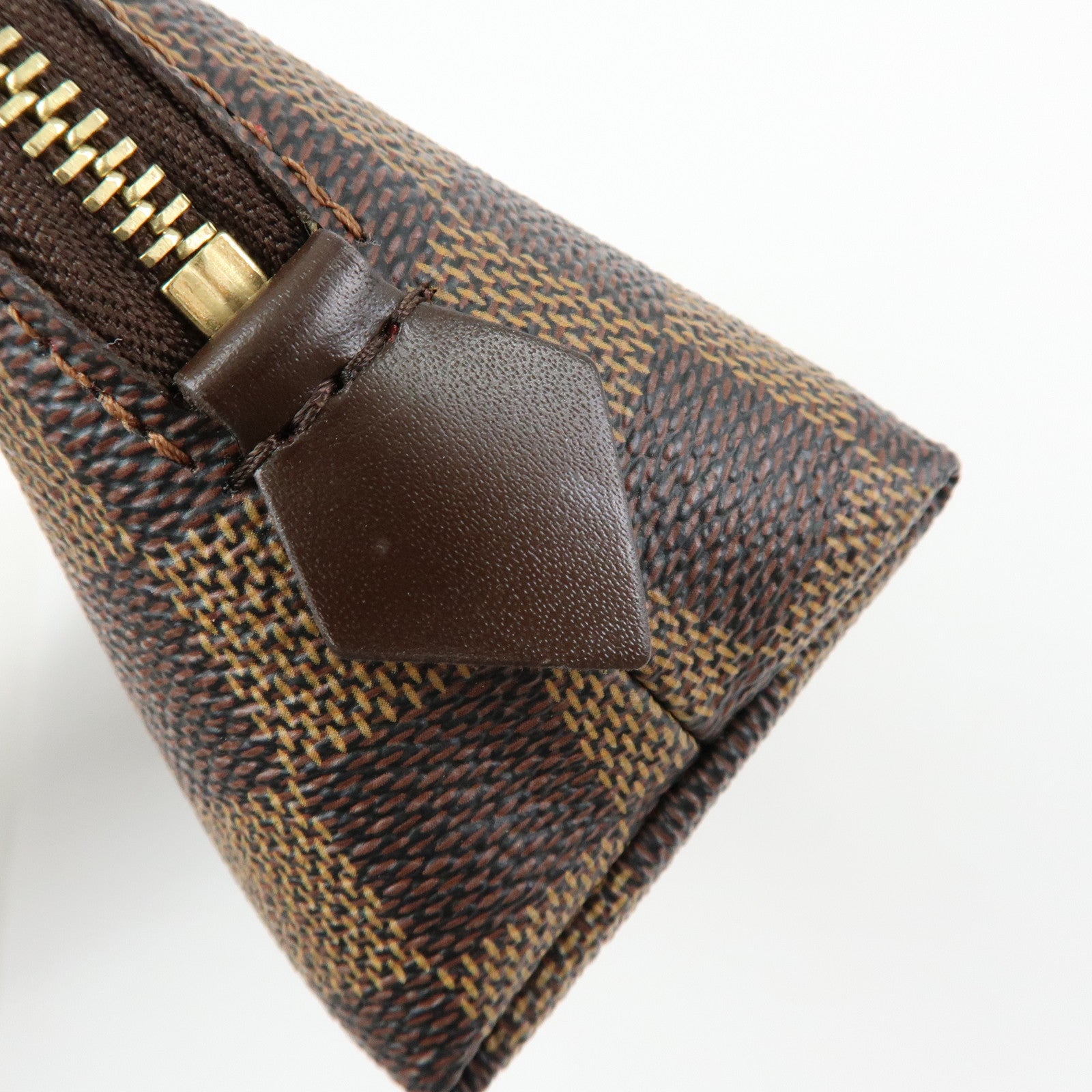 Louis Vuitton Damier Ebene Pochette Cosmetic PM Pouch Brown N47516