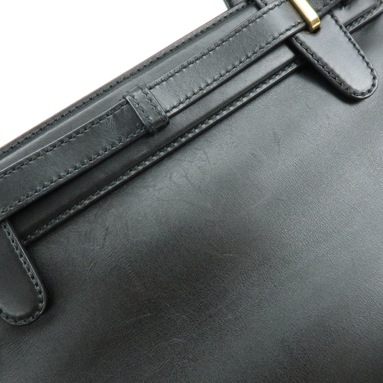 GUCCI Logo Leather Turn-lock Hand Bag Black 102119