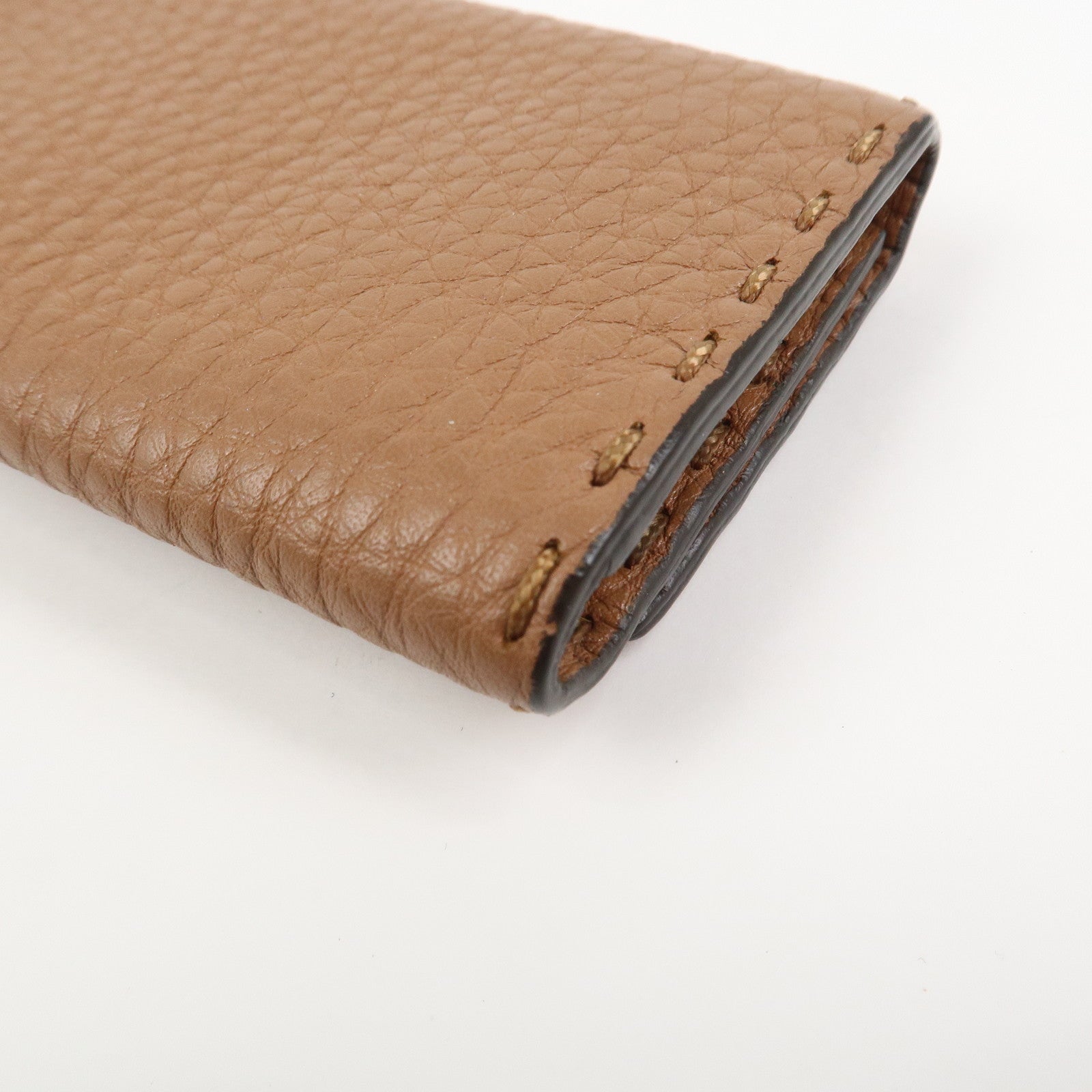 FENDI Selleria Leather 6 Rings Key Case 8AP079 Brown