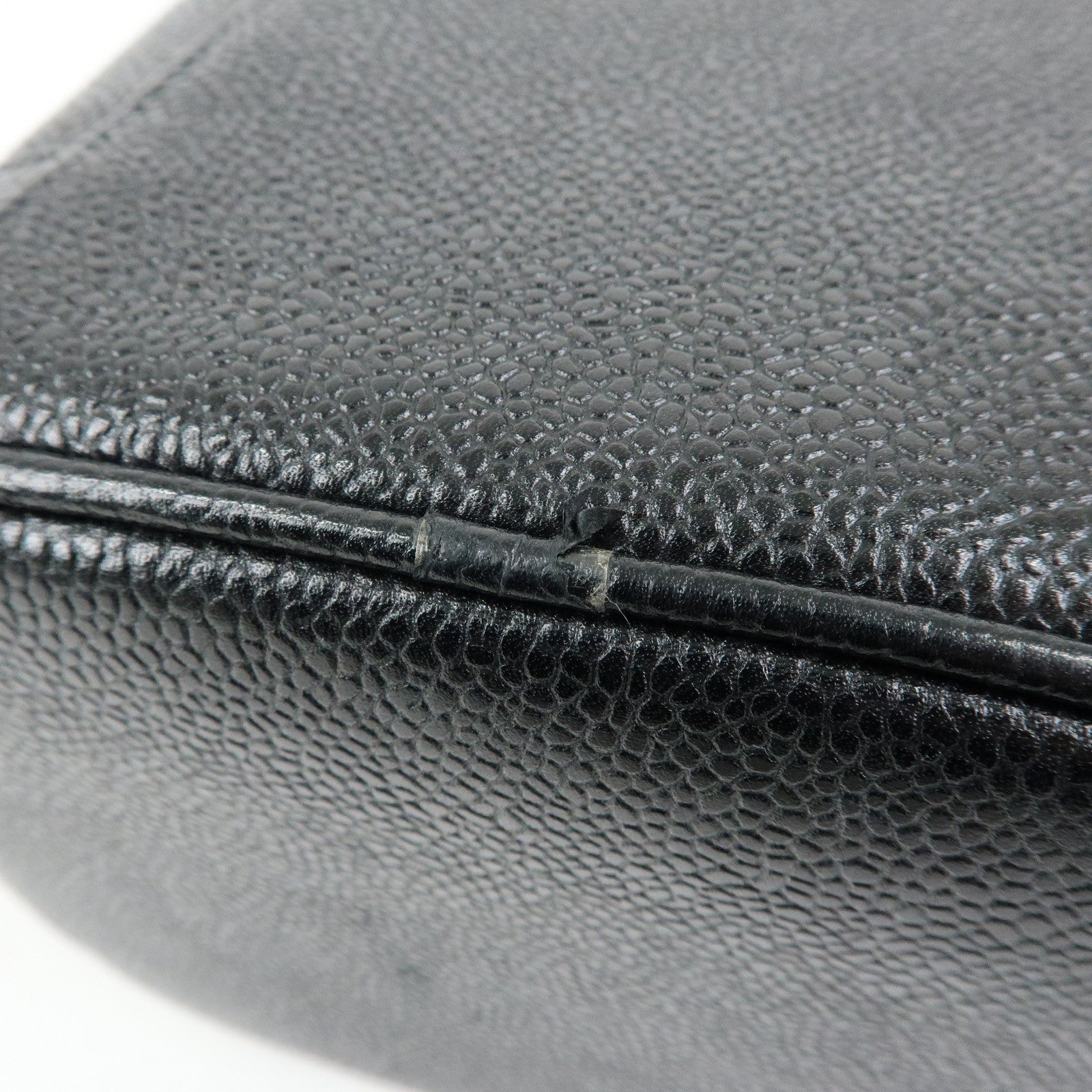 CHANEL COCO Mark Cavairskin Vanity Bag Hand Bag Black A01998