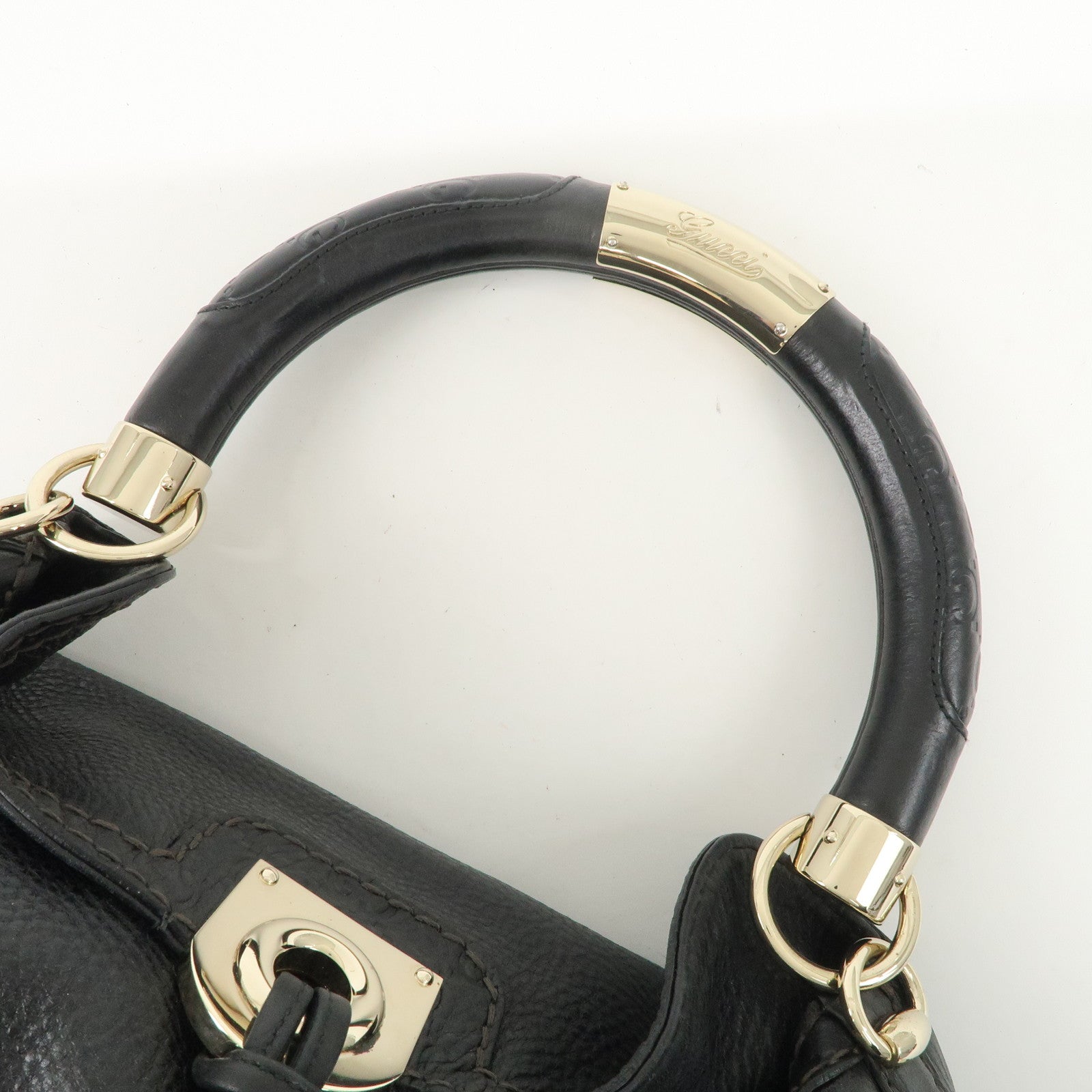 GUCCI Guccissima Leather 2Way Shoulder Bag Black 185566