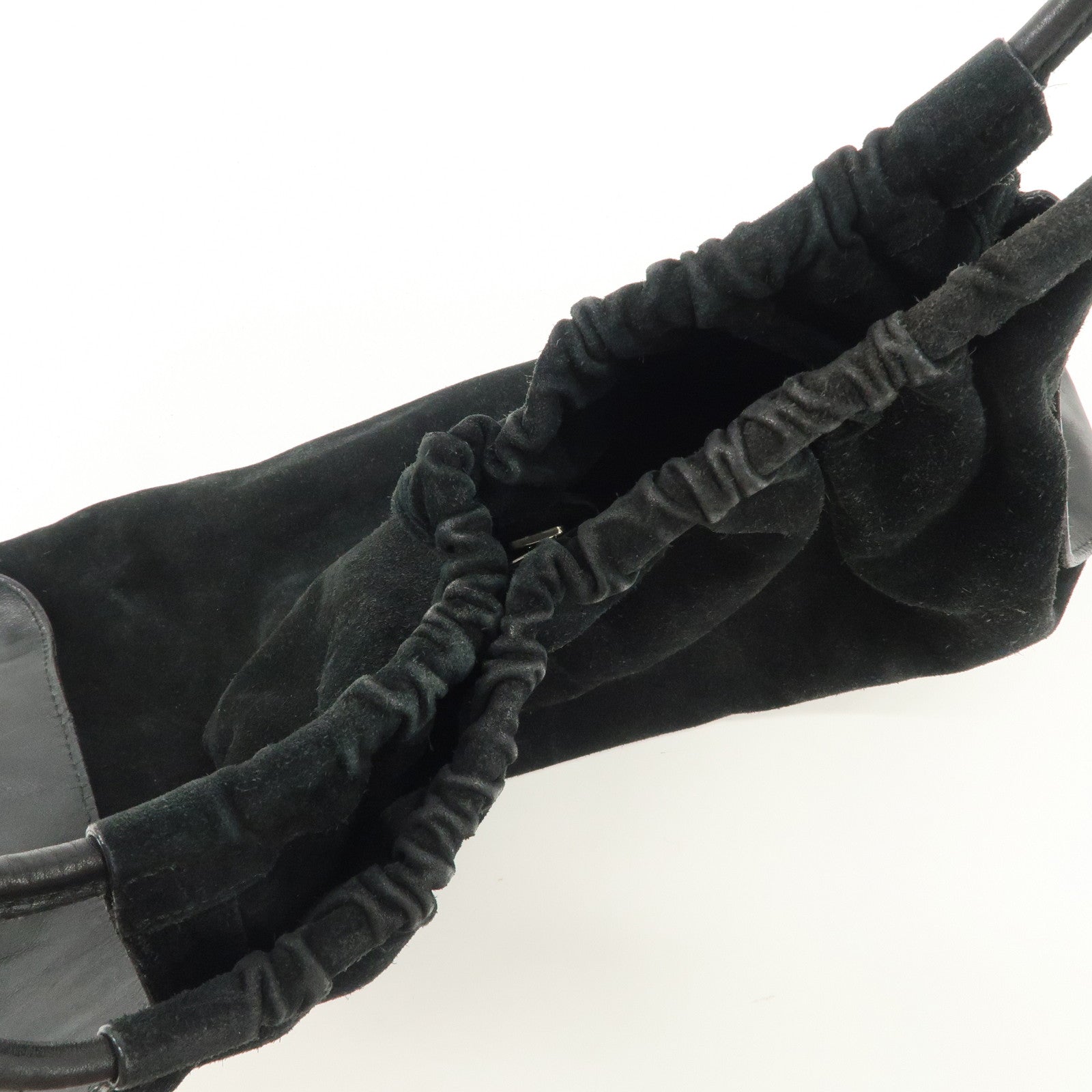 GUCCI Suede Leather Shoulder Bag Tote Bag Black 001.4332 Used