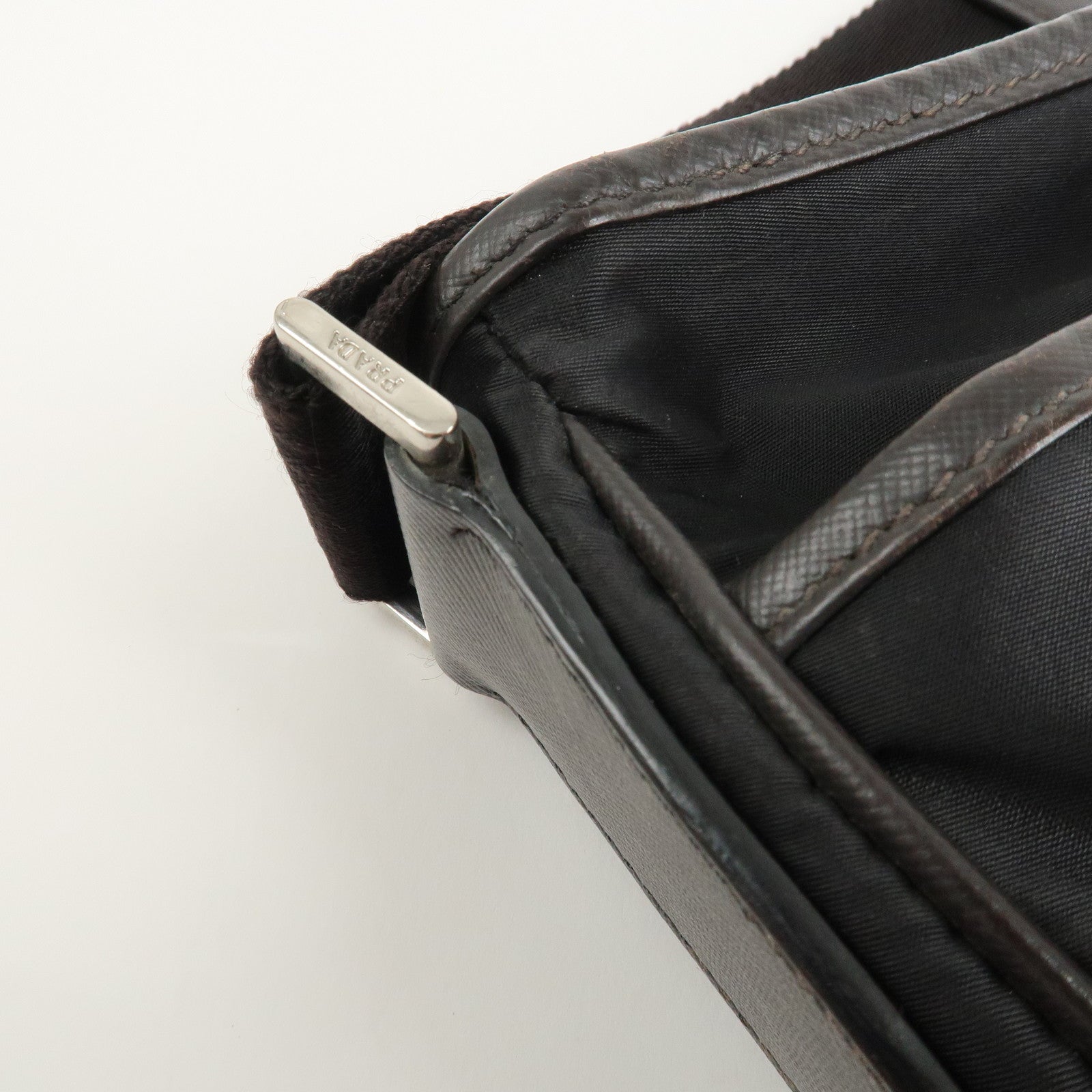PRADA Triangle Logo Nylon Shoulder Bag Hand Bag Black