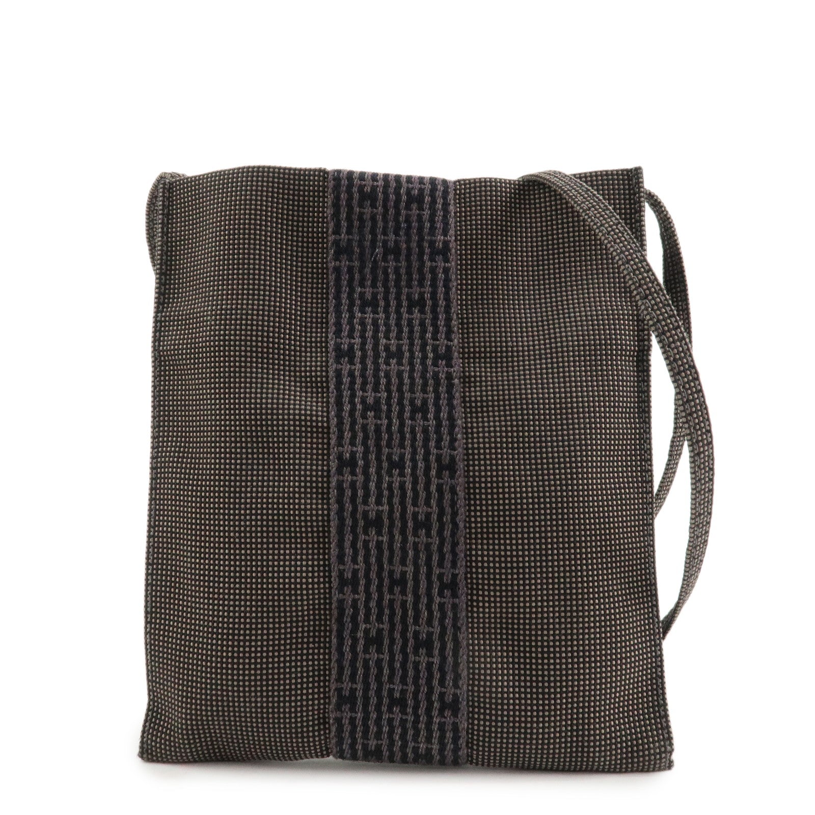 HERMES Her Line Canvas Omenito Shoulder Bag Crossbody Bag Gray Used