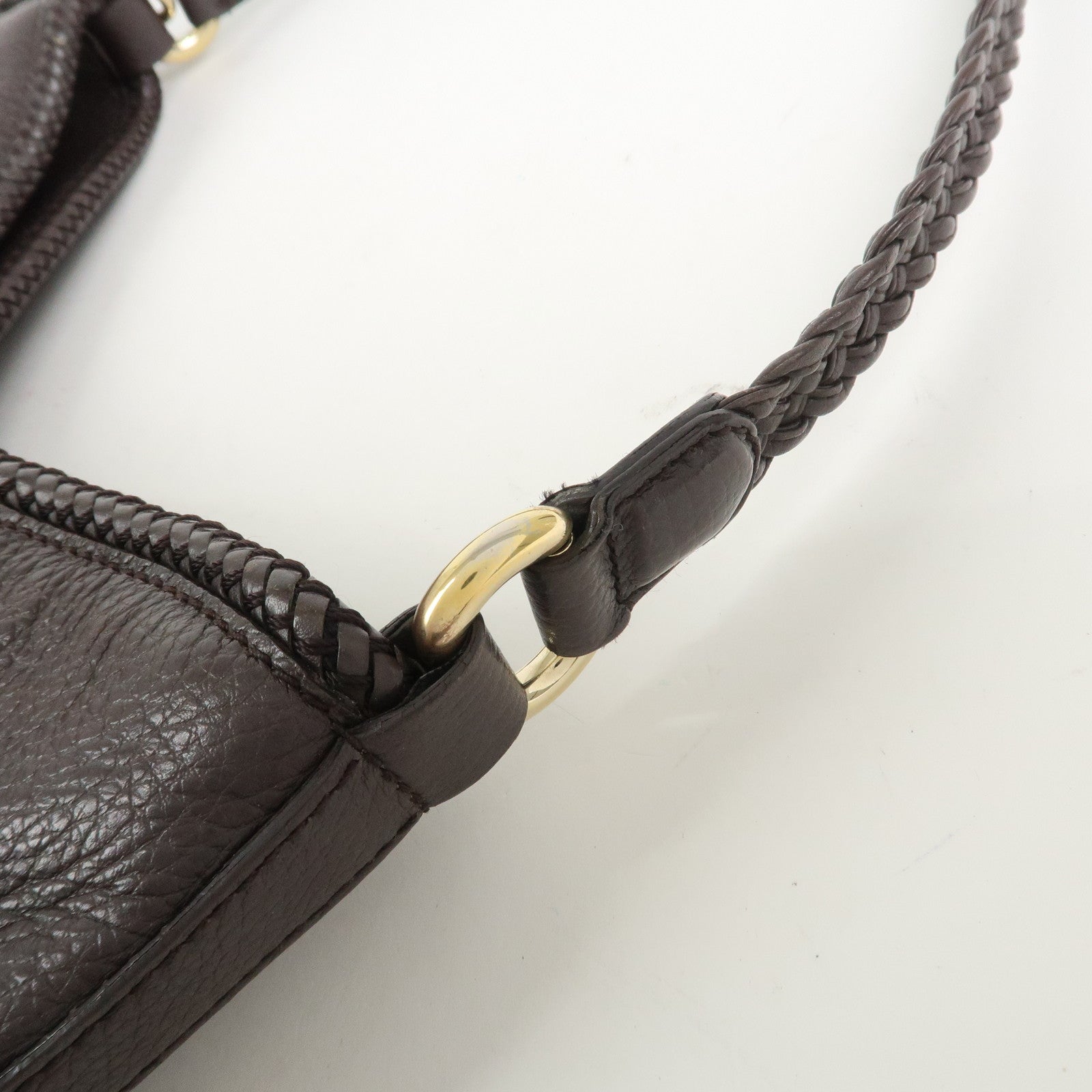 GUCCI Logo Leather Shoulder Bag Tote Bag Brown 336659
