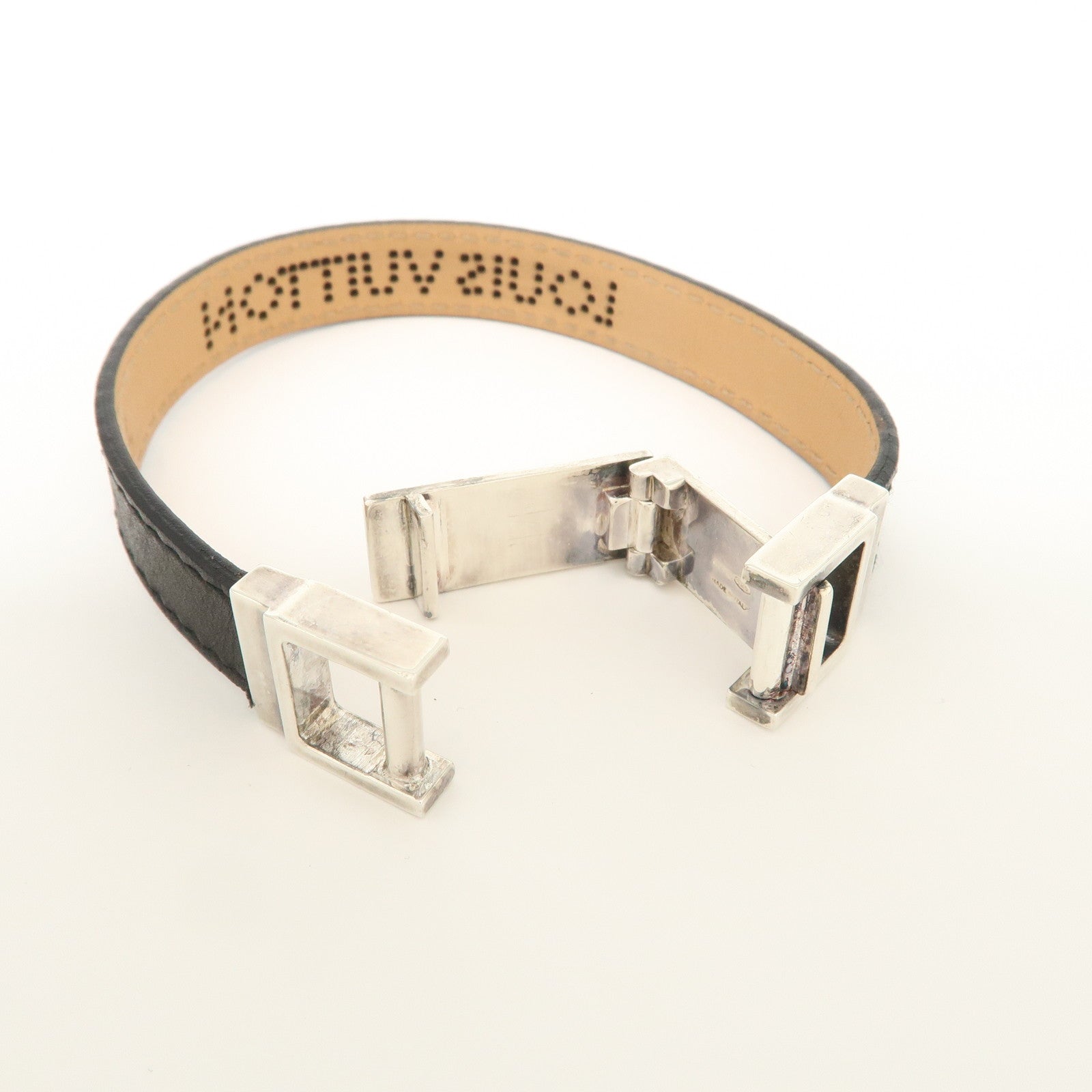Louis Vuitton Leather Bracelet SV925 Noir Used