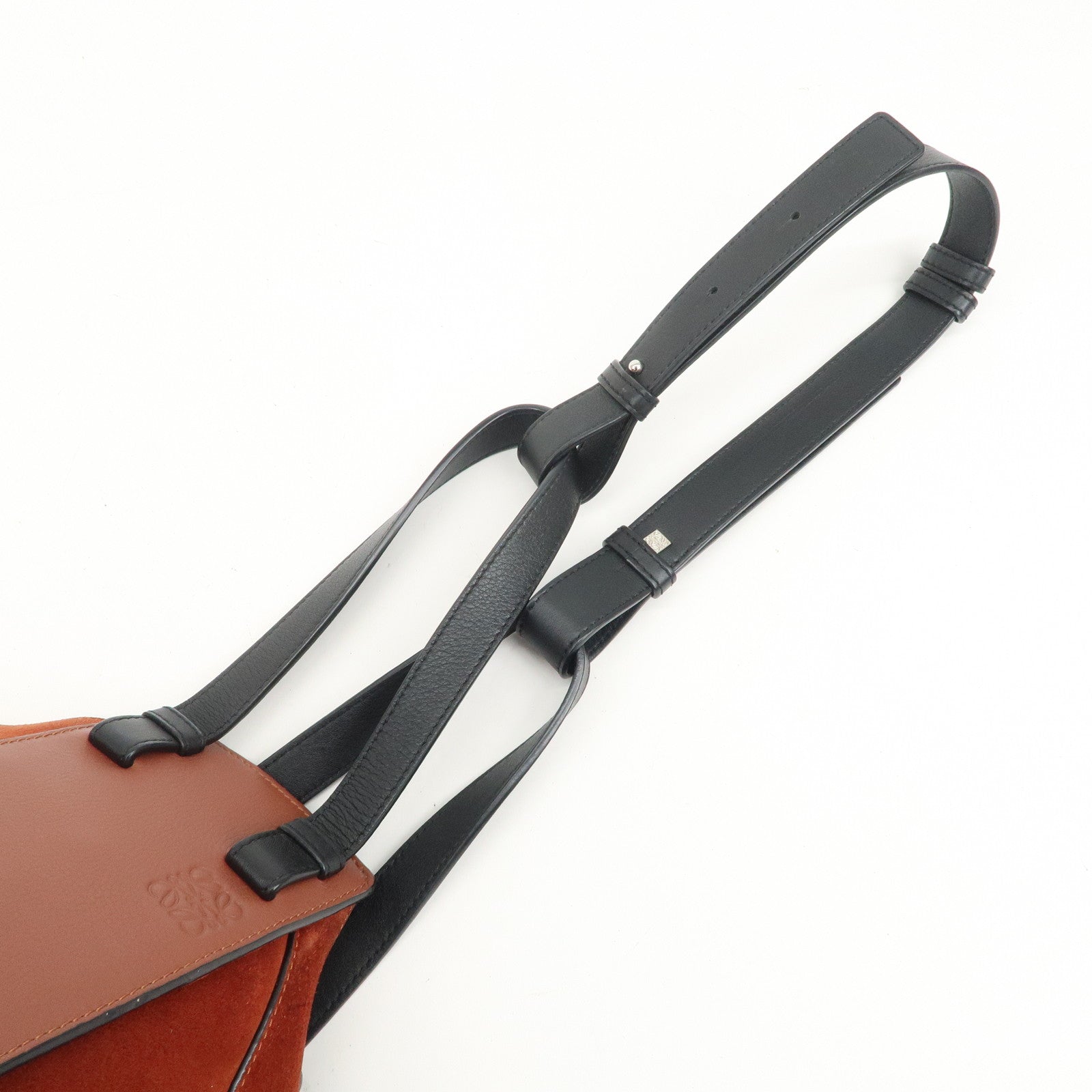 LOEWE Anagram Leather Suede Hammock Large 2Way Shoulder Bag Brown