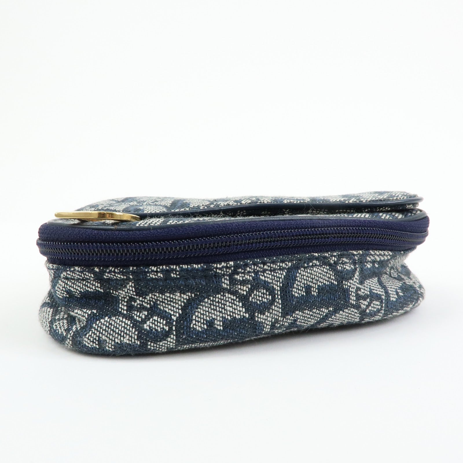 Christian Dior Trotter Jacquard Canvas Pouch Cosmetic Case Navy