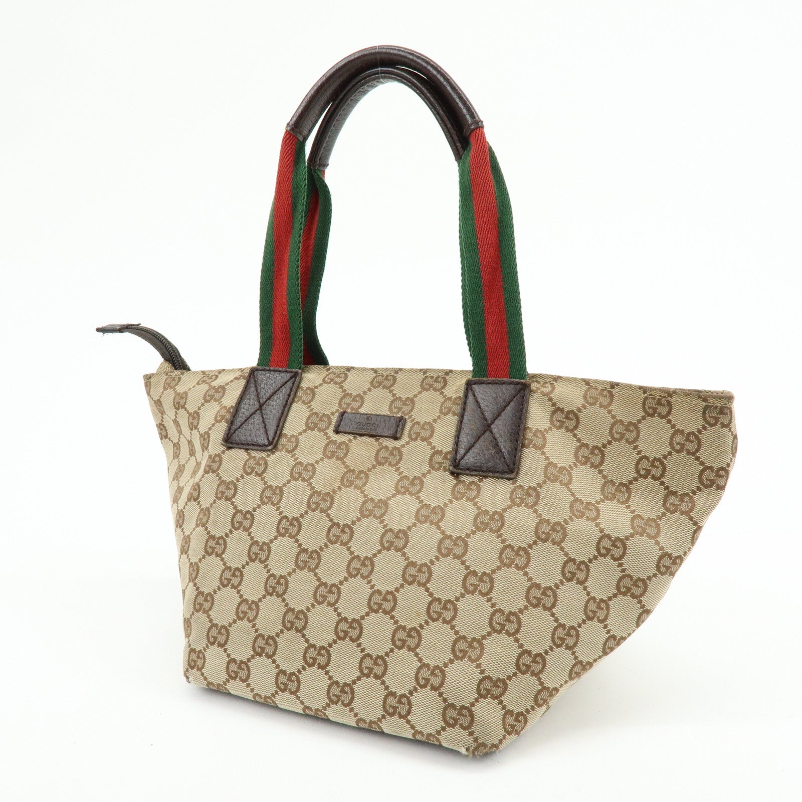 GUCCI Sherry GG Canvas Leather Tote Bag Hand Bag Brown 131228