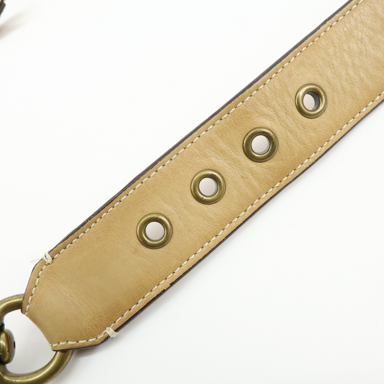 COACH Signature Set of 2 Canvas Leather Shoulder Bag Beige Camel