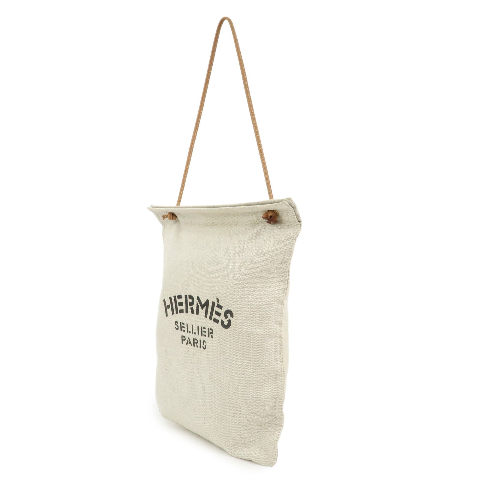 HERMES Aline GM Canvas Leather Shoulder Bag Natural