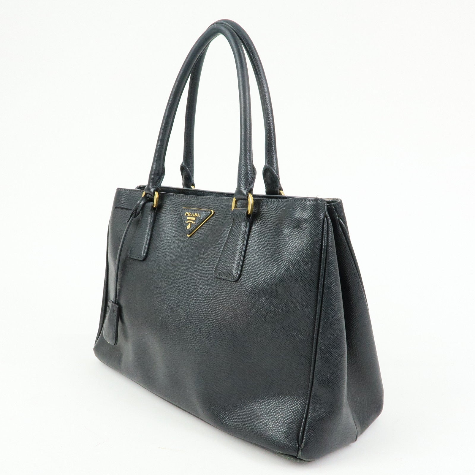 PRADA Triangle Logo Galleria Saffiano Leather 2Way Bag Black 1BA274