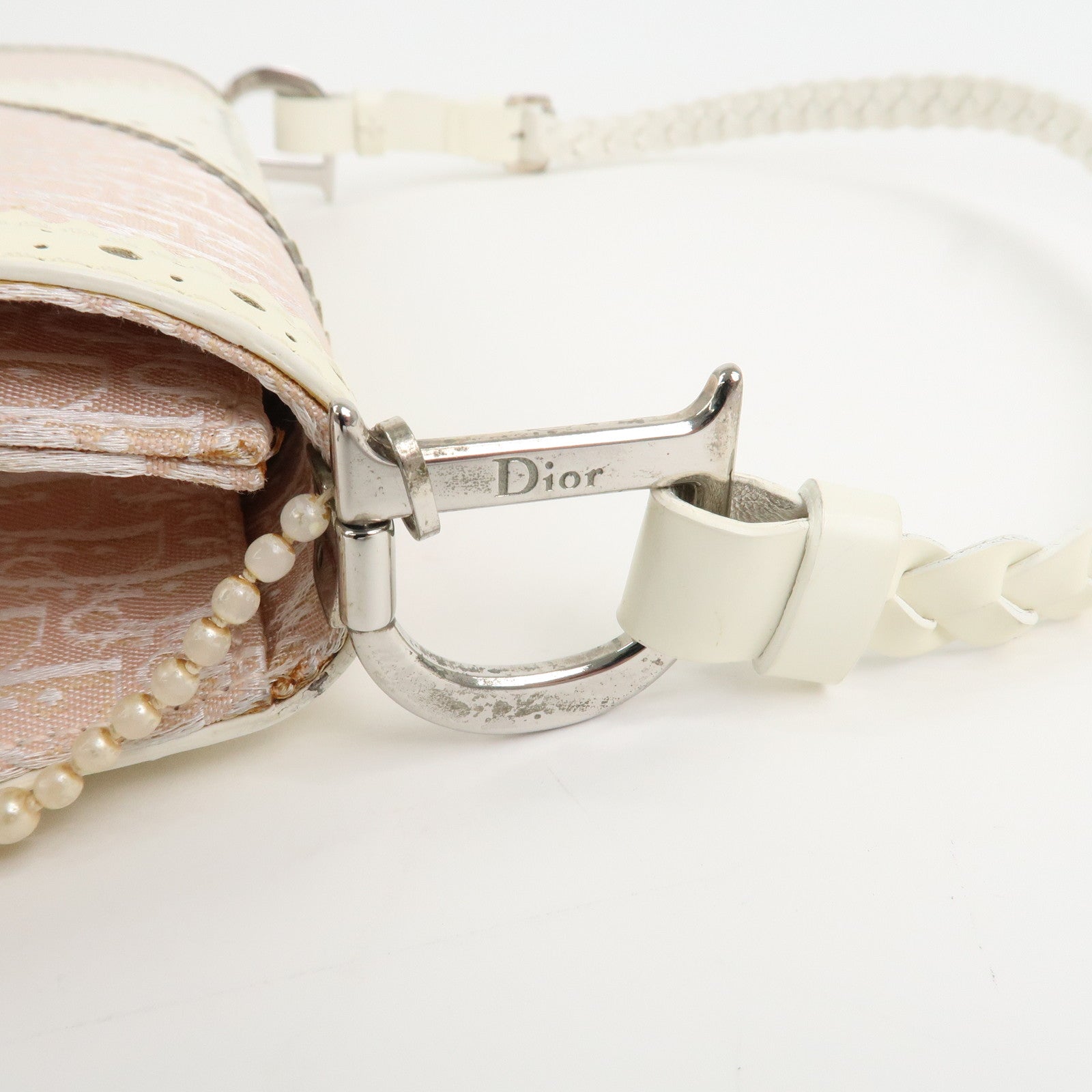 Christian Dior Trotter Canvas Leather Hand Bag Shoulder Bag Pink