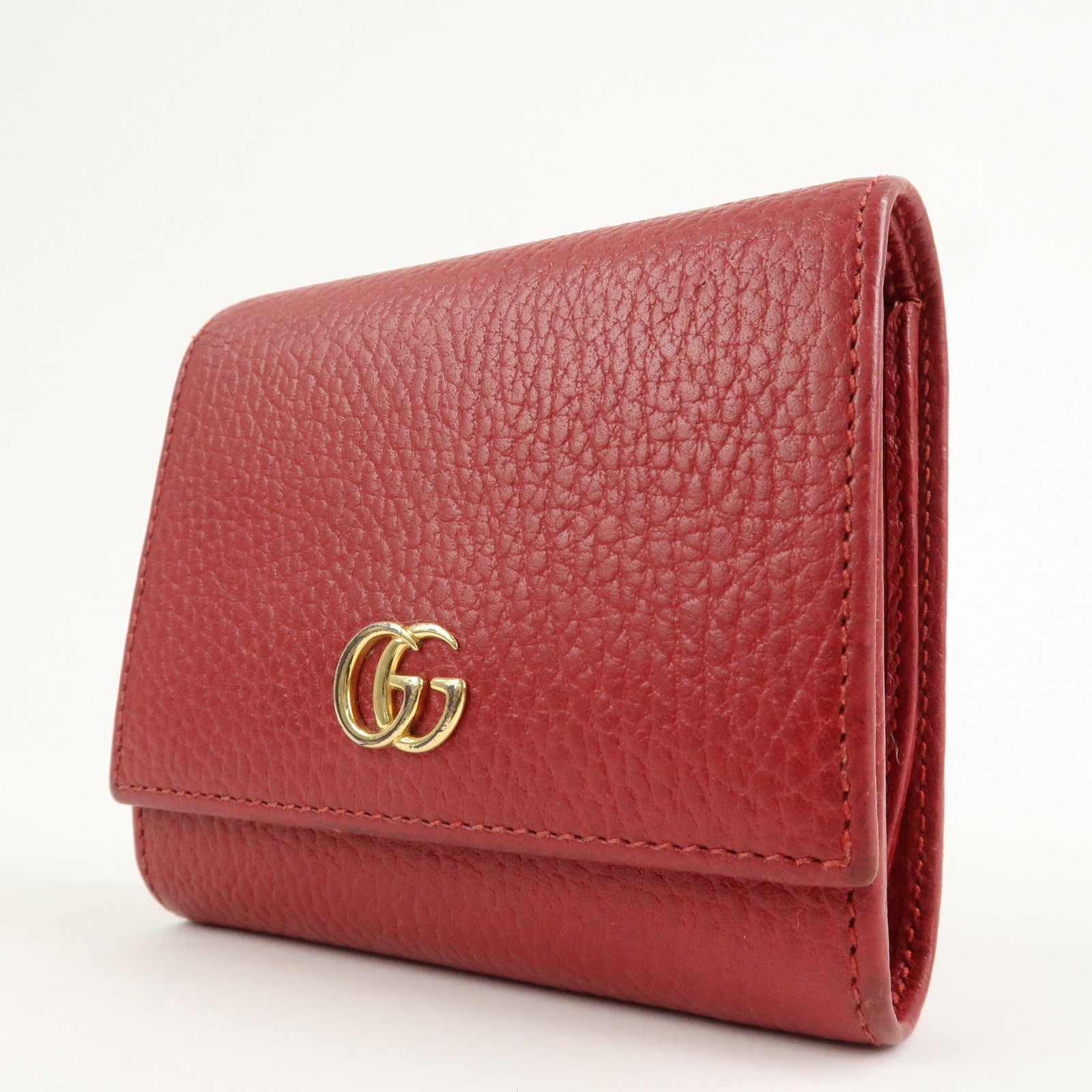 GUCCI GG Marmont Leather Mudium Compact Wallet Red 598587