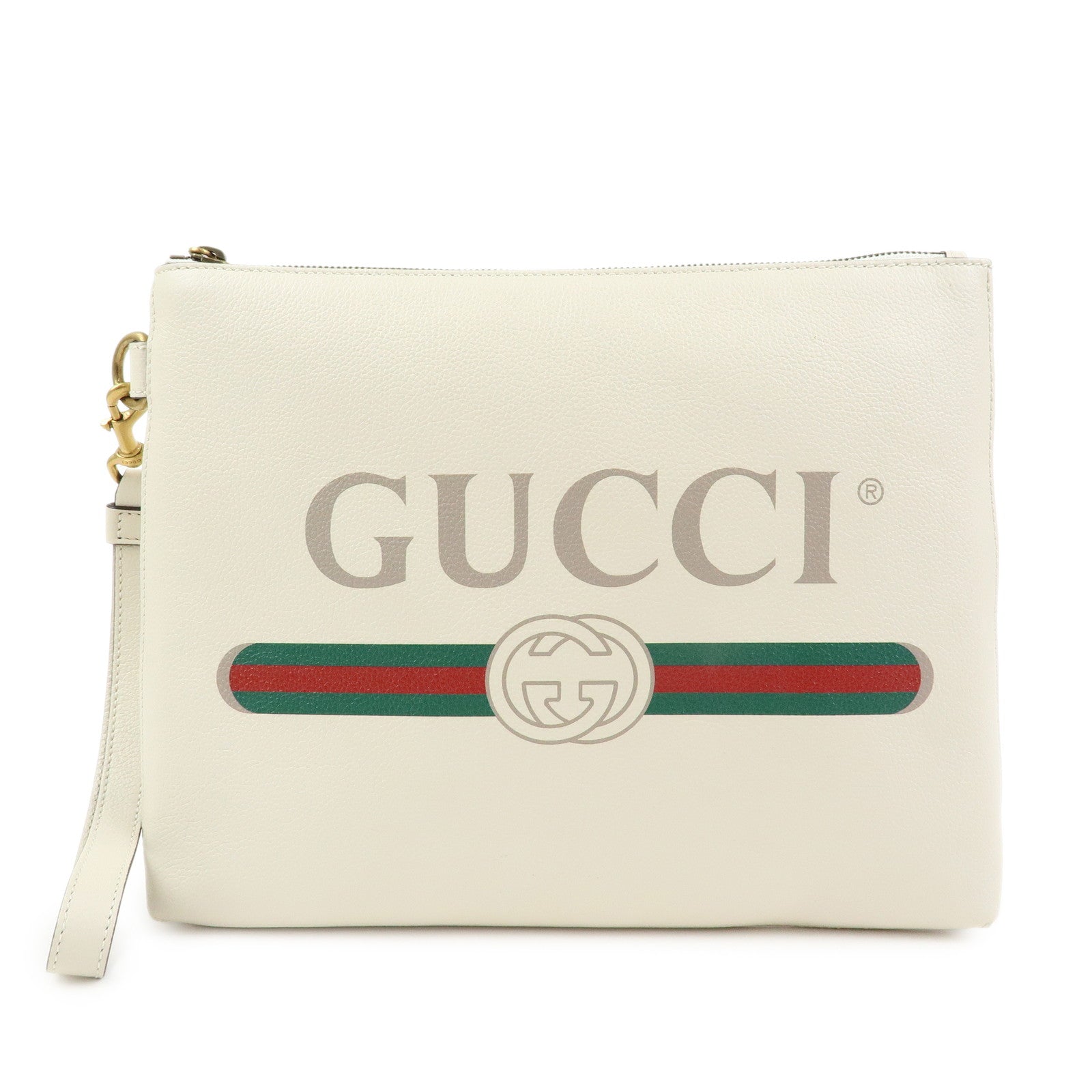 GUCCI Sherry Vintage Logo Medium Portfolio Clutch Bag Ivory 572770