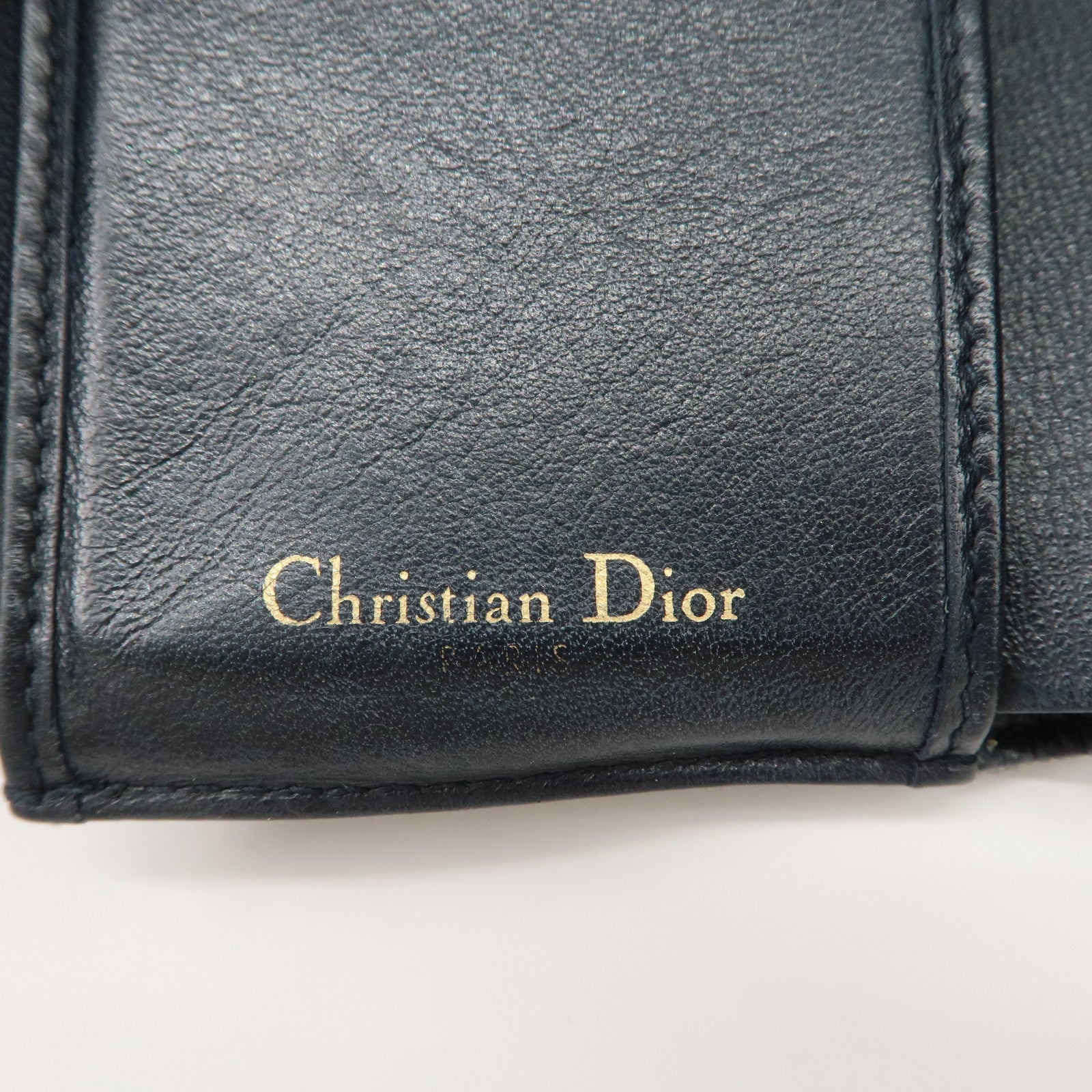 Christian Dior Trotter Canvas Leather Tri-fold Compact Wallet Navy