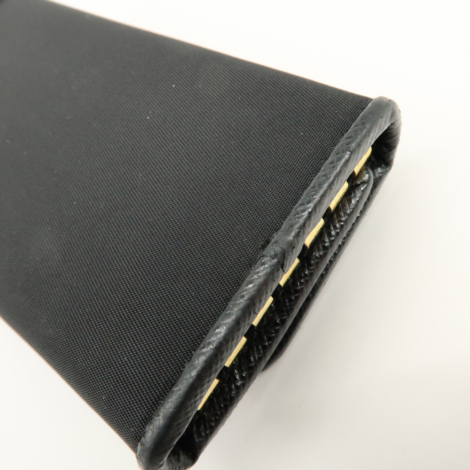 PRADA Triangle Logo Nylon 6 Rings Key Case Key Holder Black 1PG222