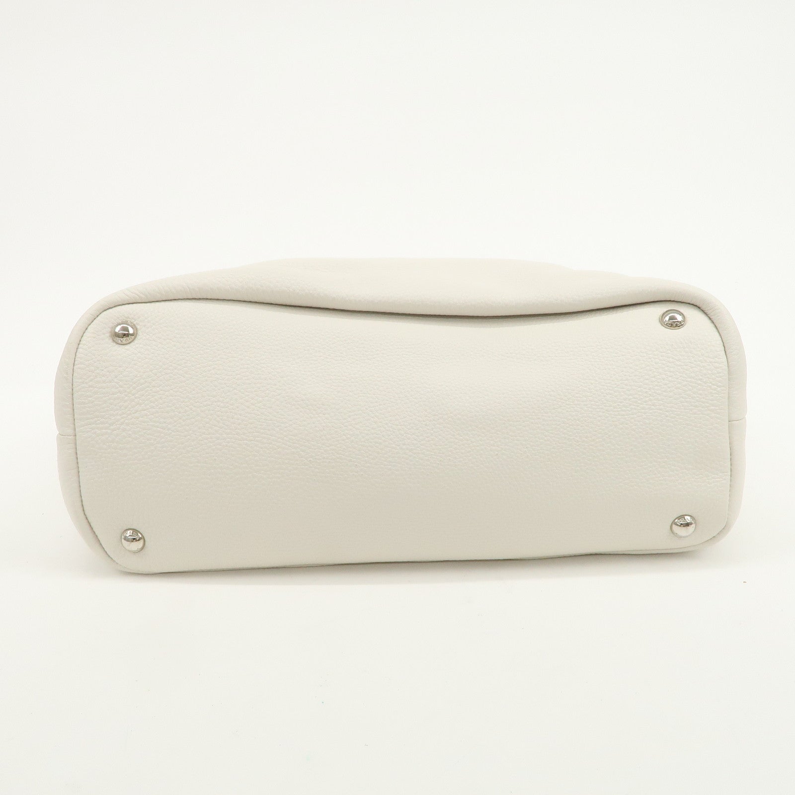 PRADA Triangle Logo Leather Shoulder Bag White BR5124
