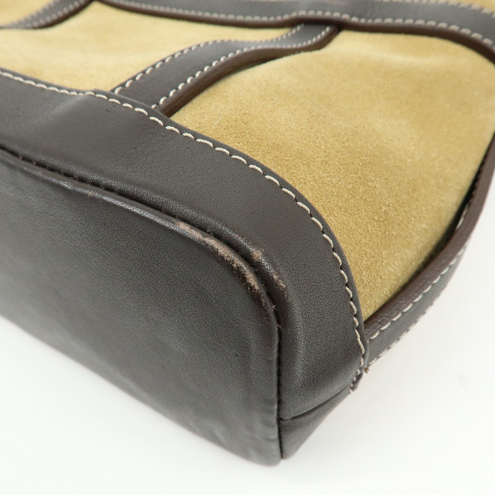 LOEWE Anagram Suede Calf Leather Hand Bag Tote Bag Brown