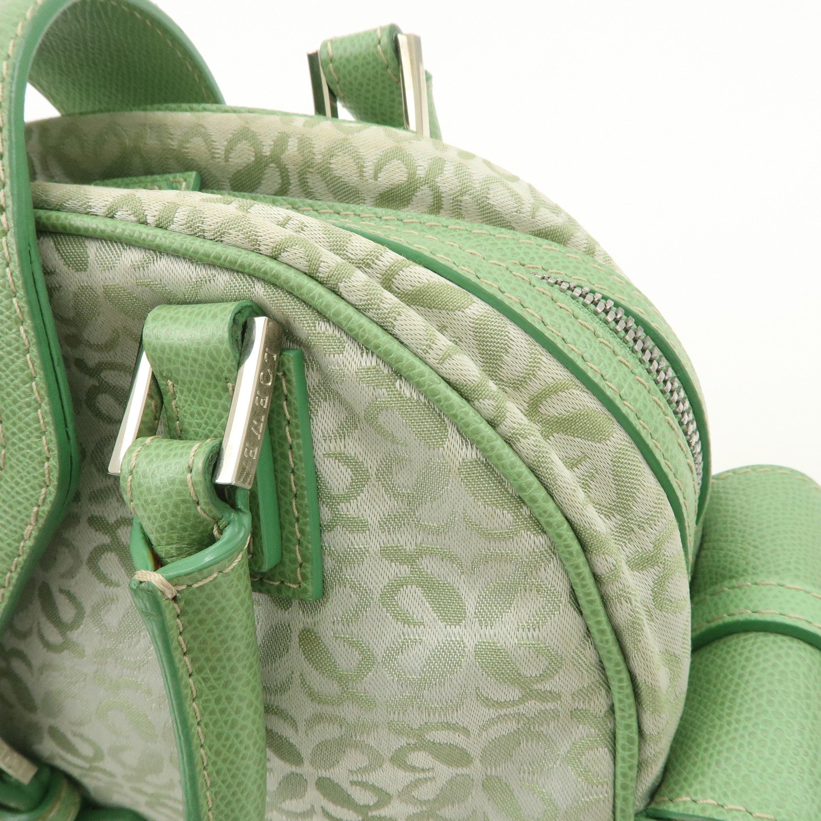 LOEWE Anagram Canvas Leather Hand Bag Light Green
