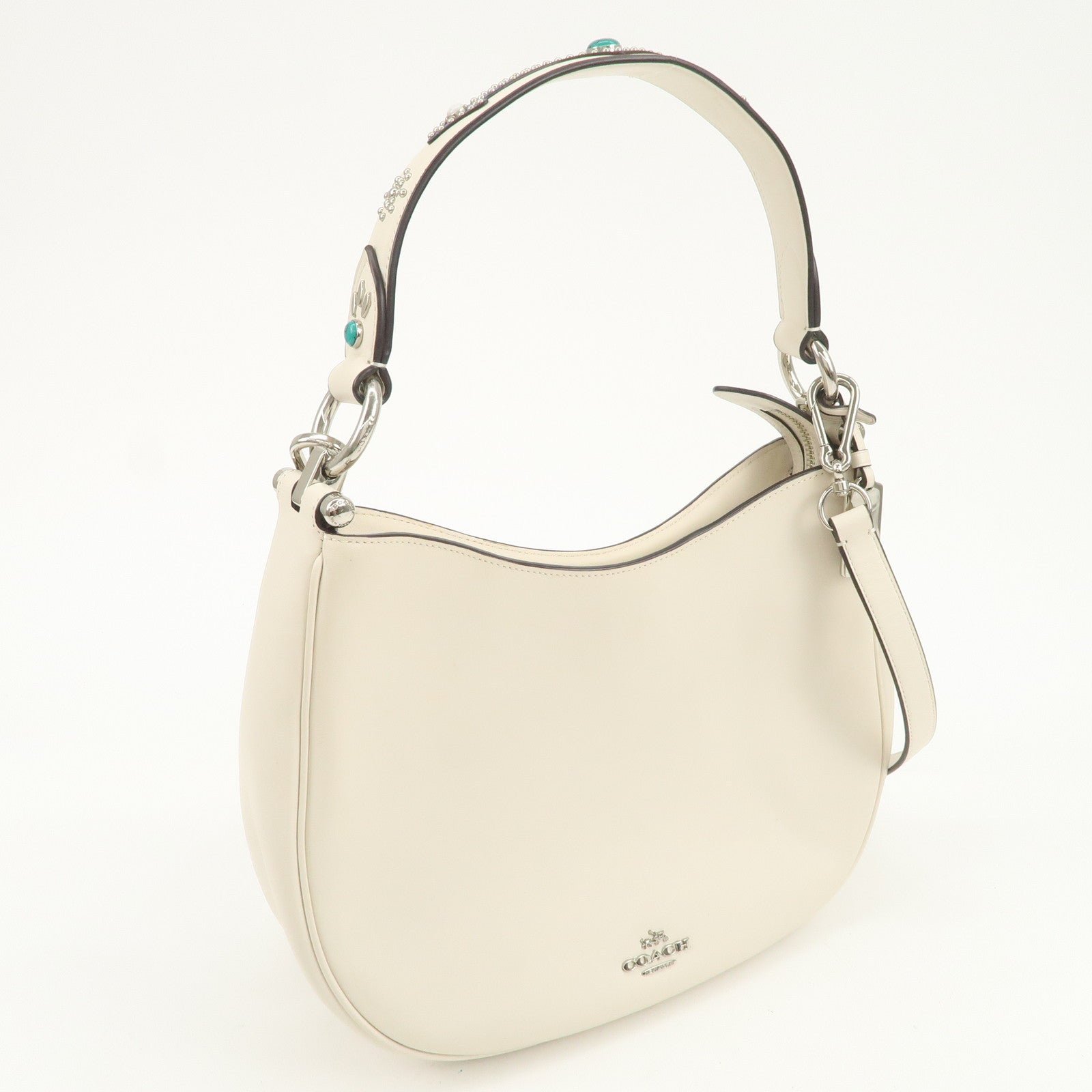 COACH Logo Calf Leather 2Way Bag Shoulder Bag Hand Bag Ivory 57119