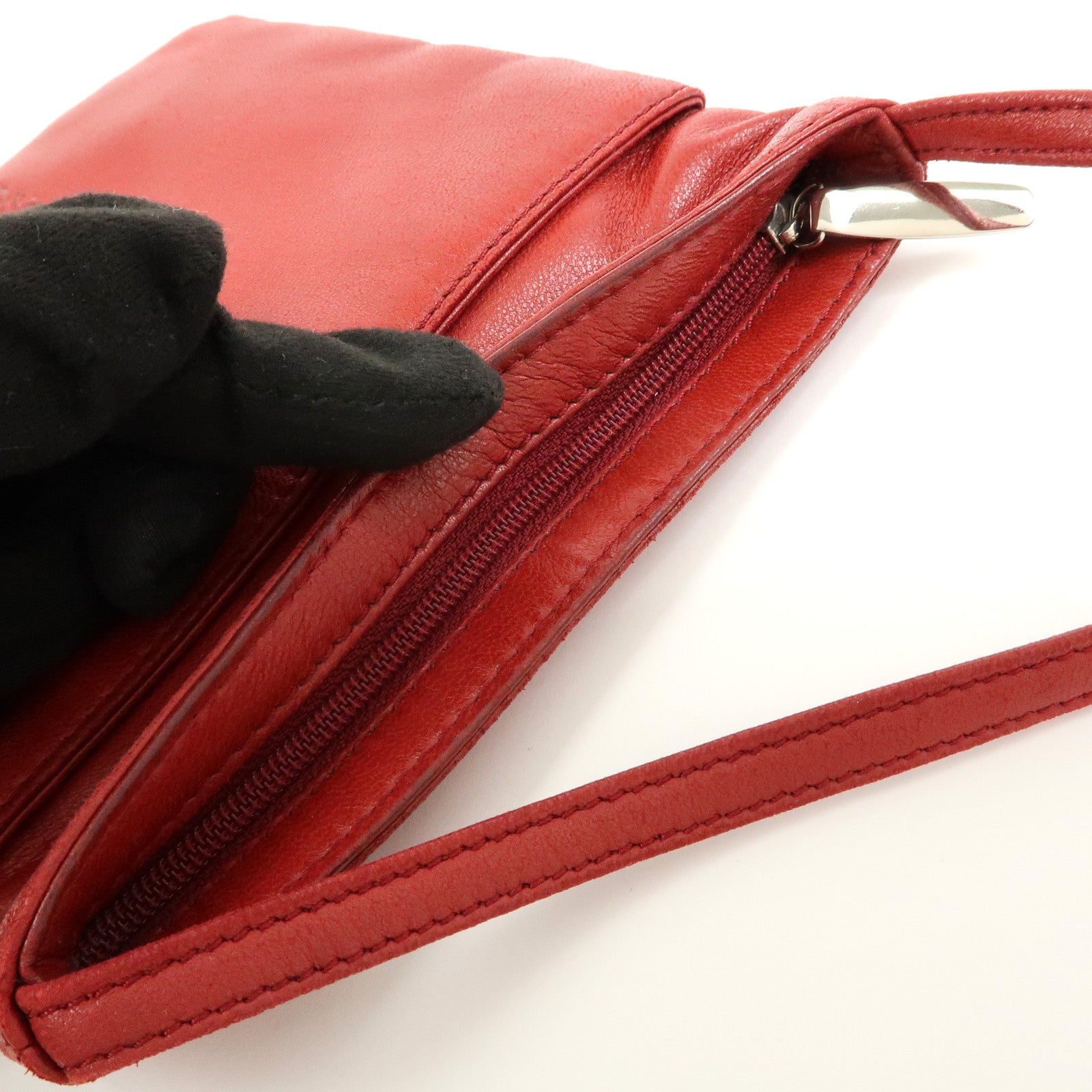 LOEWE Anagram Nappa Leather Shoulder Bag Crossbody Bag Red