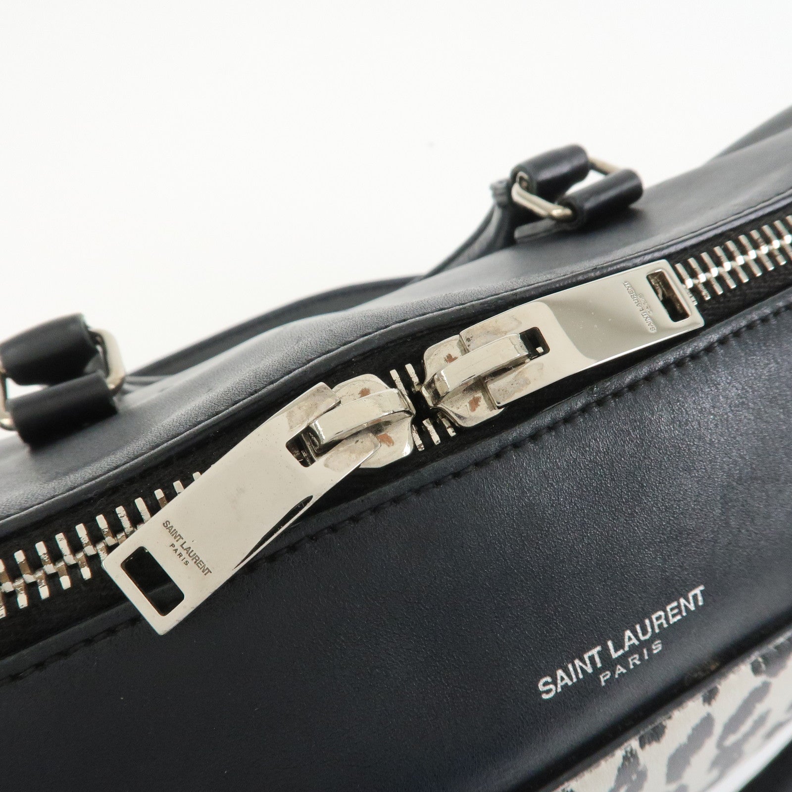 SAINT LAURENT PARIS Leather 2Way Bag Hand Shoulder Bag Leopard