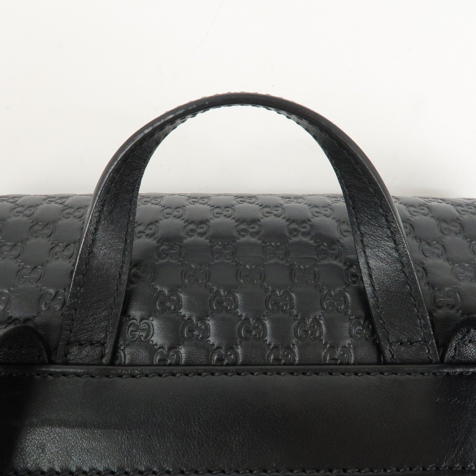 GUCCI Micro Guccissima Leather Backpack Rucksack Black 607993 Used