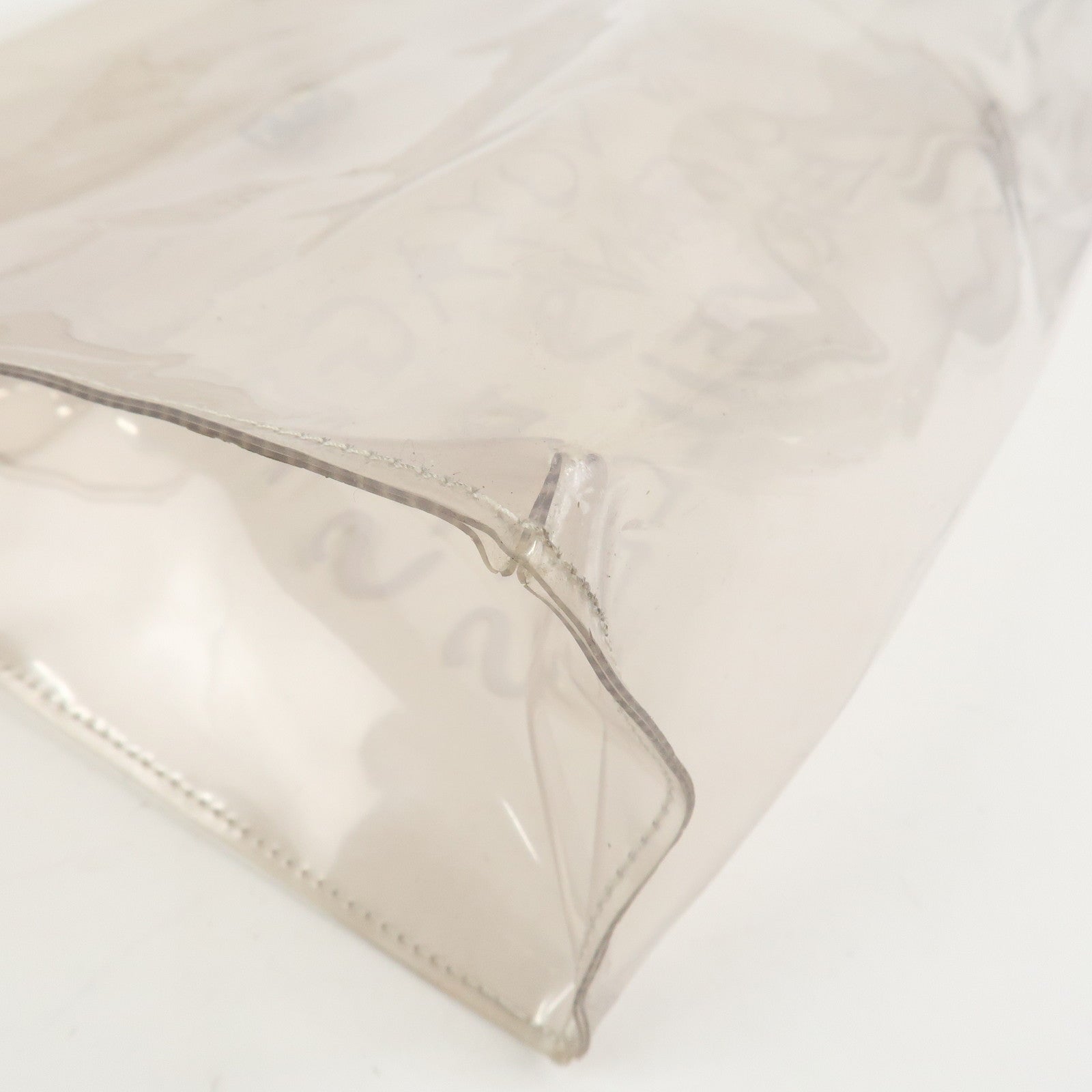 HERMES Vinyl Kelly Hand Bag Clear White Gold