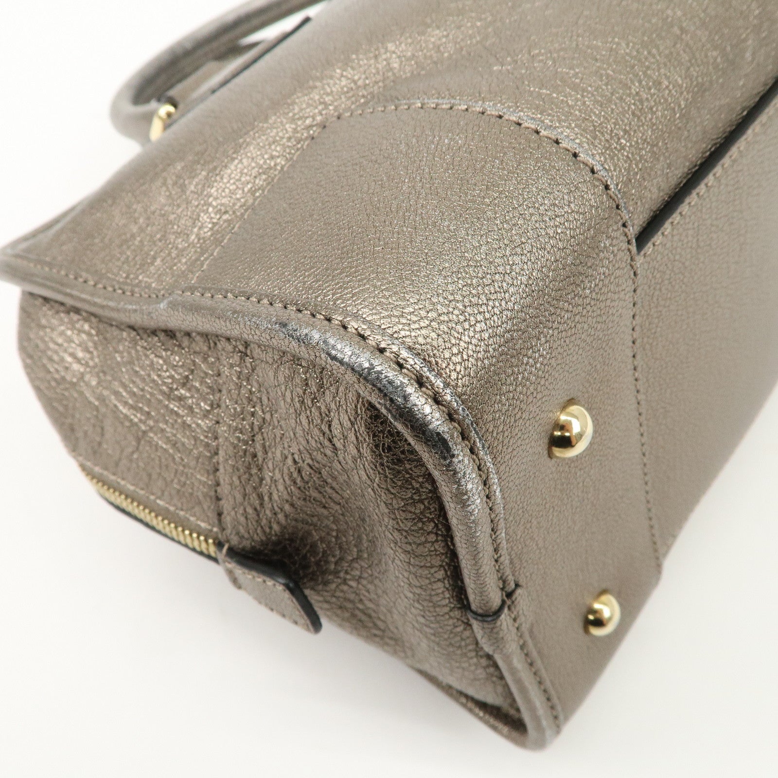 LOEWE Anagram Amazona 28 Leather Hand Bag Gold Used