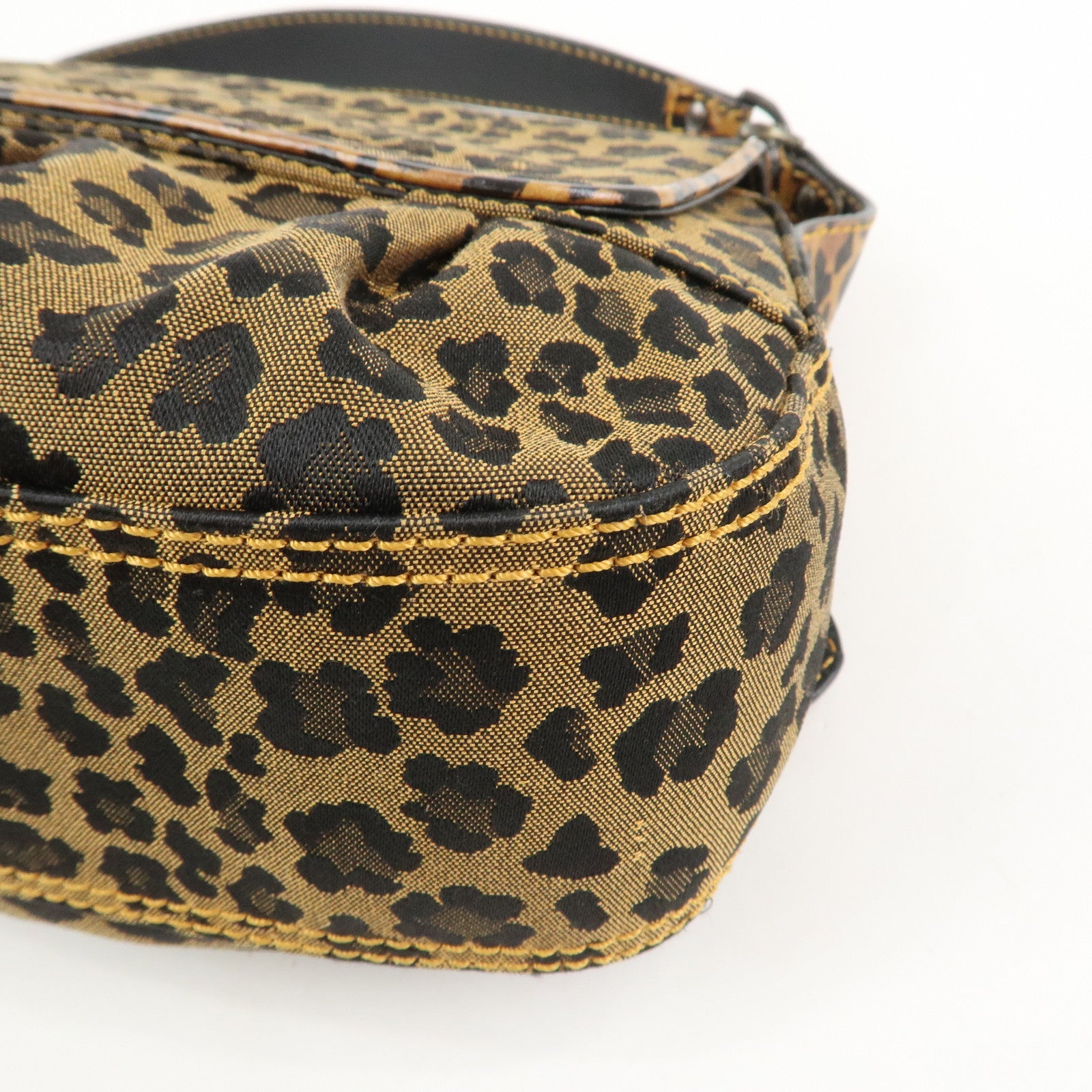 FENDI Canvas Leather Shoulder Bag Hand Bag Leopard Brown 8BR551