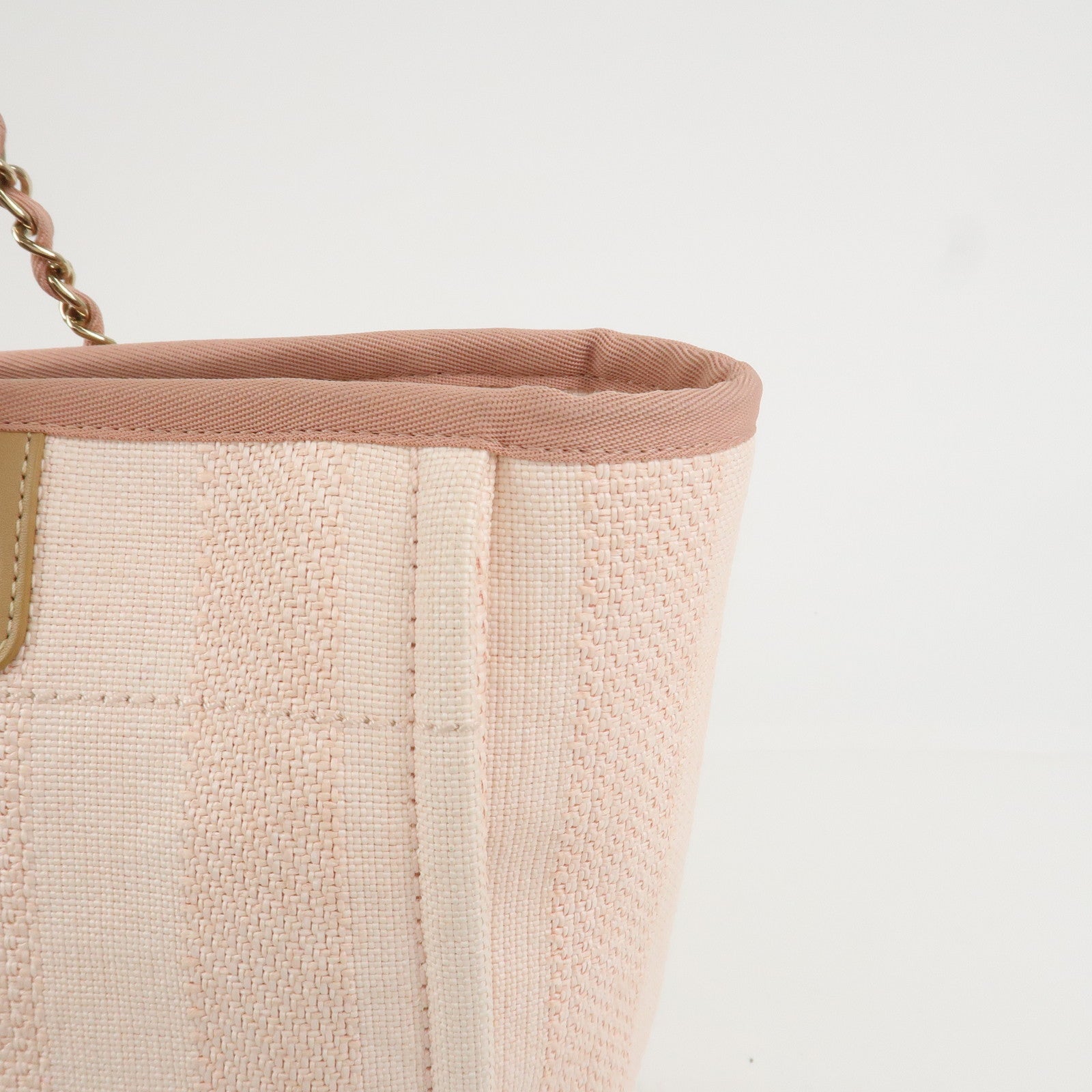 CHANEL Deauville MM Tweed Leather Tote Bag Shoulder Bag A67001
