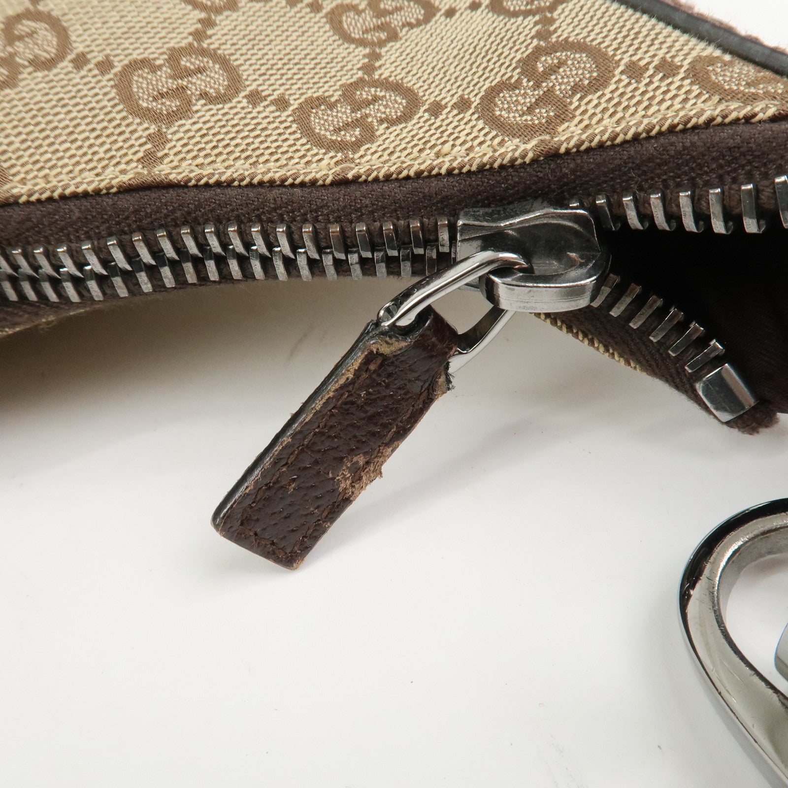 GUCCI GG Monogram Canvas Leather Shoulder Bag Beige Brown 115003